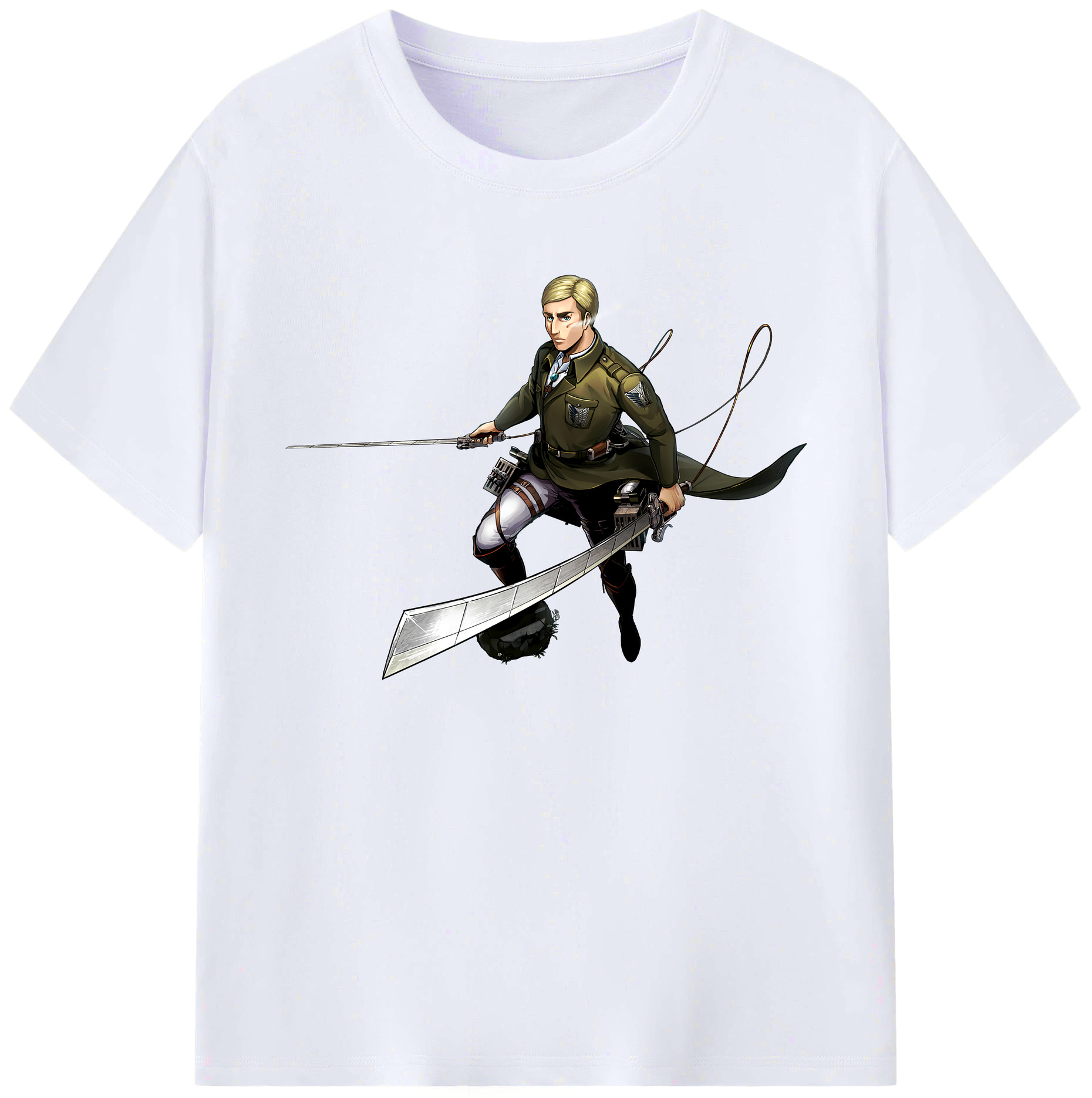（画像用） 進撃の巨人 エルヴィン・スミス Attack on Titan Erwin Smith 綿100％ メンズ半袖Tシャツ｜肌触りやわらか＆通気性