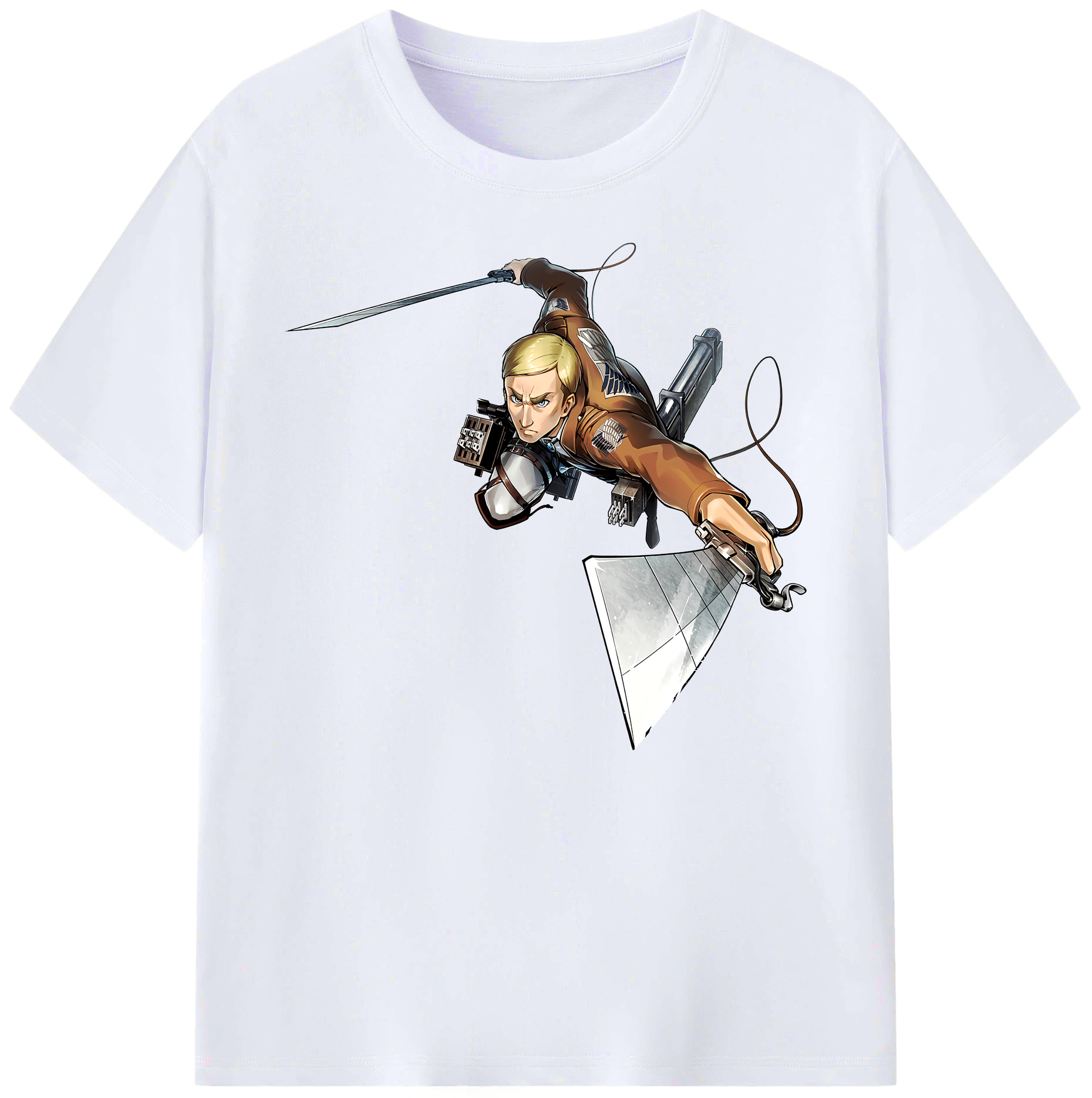 （画像用） 進撃の巨人 エルヴィン・スミス Attack on Titan Erwin Smith 綿100％ メンズ半袖Tシャツ｜肌触りやわらか＆通気性