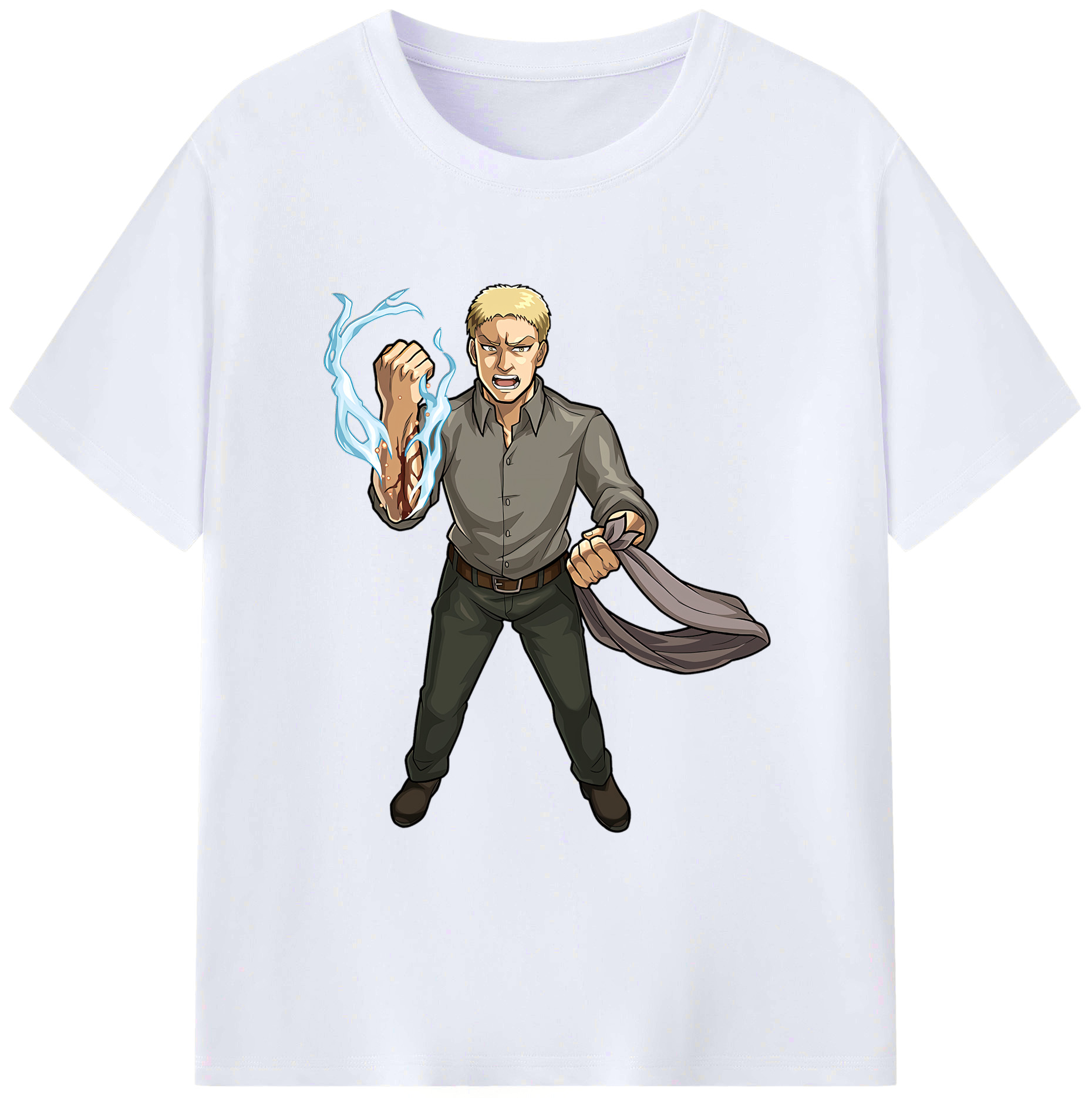 （画像用） 進撃の巨人 ライナー・ブラウン Attack on Titan Reiner Braun 綿100％ メンズ半袖Tシャツ｜肌触りやわらか＆通気性