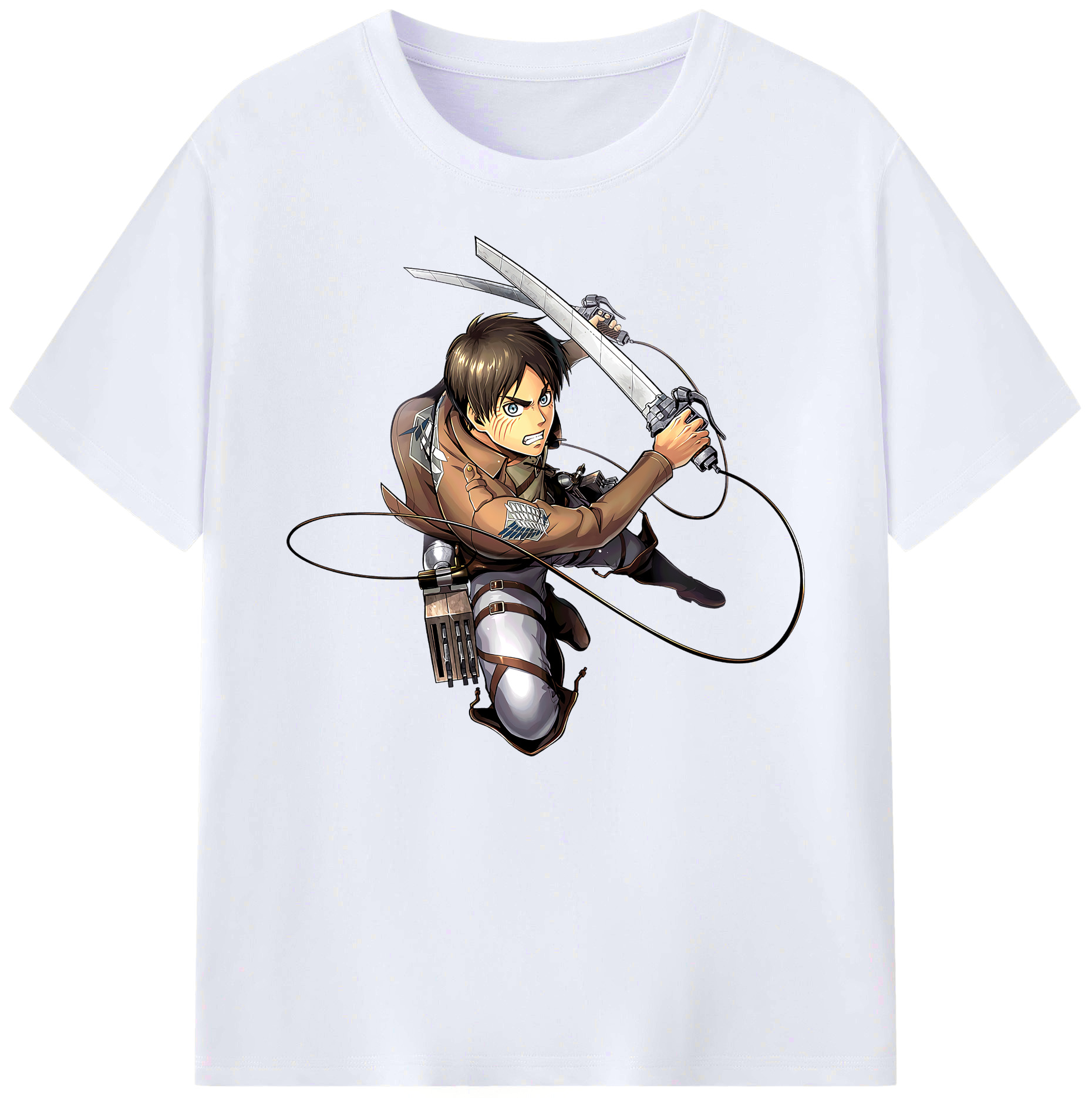 （画像用） 進撃の巨人 エレン･イェーガー Attack on Titan Eren Jäger 綿100％ メンズ半袖Tシャツ｜肌触りやわらか＆通気性