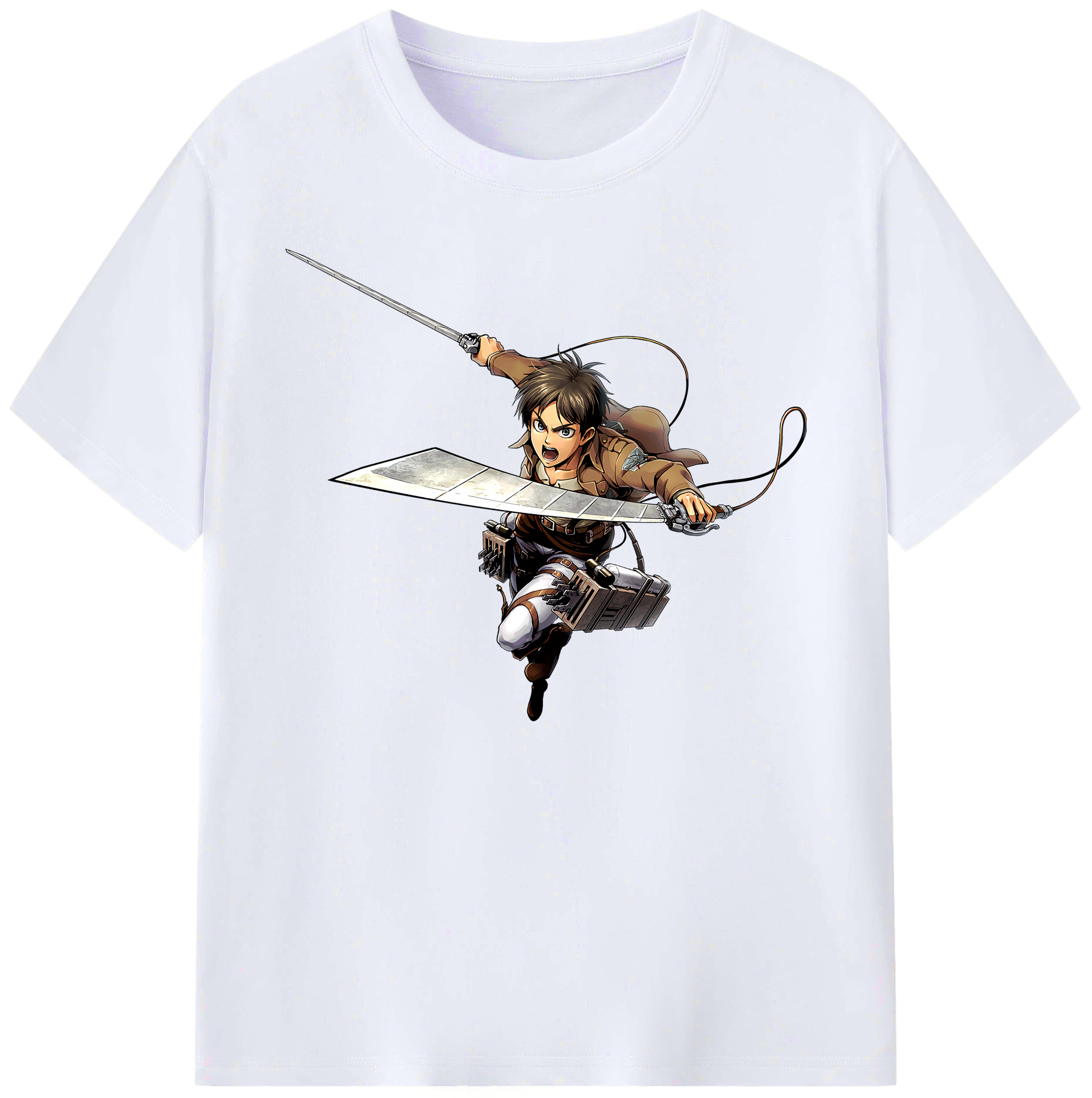 （画像用） 進撃の巨人 エレン･イェーガー Attack on Titan Eren Jäger 綿100％ メンズ半袖Tシャツ｜肌触りやわらか＆通気性