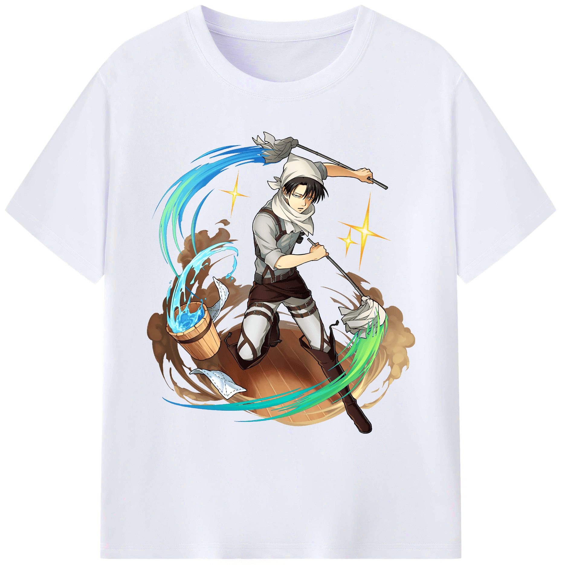 （画像用） 進撃の巨人 リヴァイ·アッカーマン Attack on Titan Levi Ackerman 綿100％ メンズ半袖Tシャツ｜肌触りやわらか＆通気性