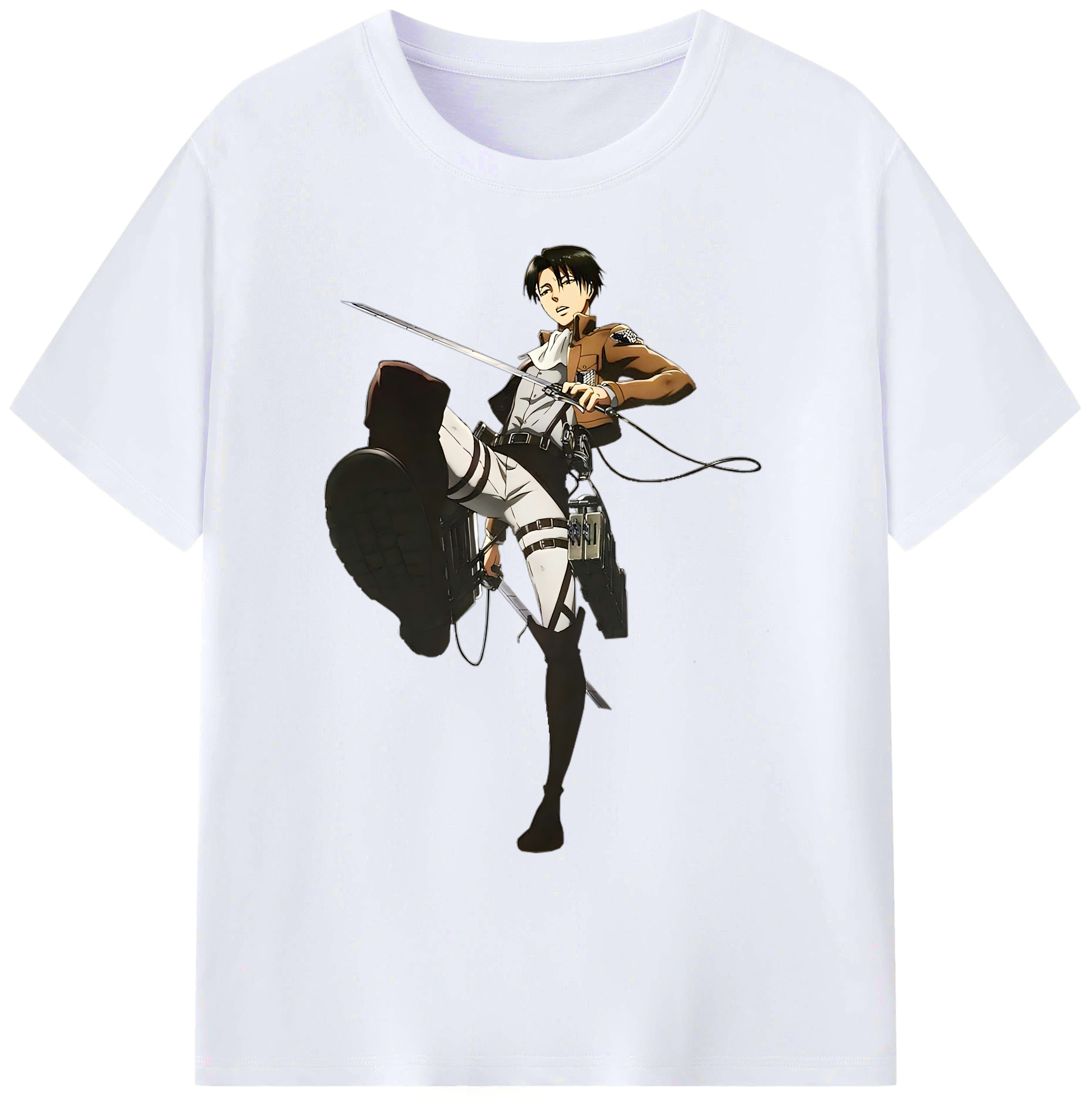 （画像用） 進撃の巨人 リヴァイ·アッカーマン Attack on Titan Levi Ackerman 綿100％ メンズ半袖Tシャツ｜肌触りやわらか＆通気性