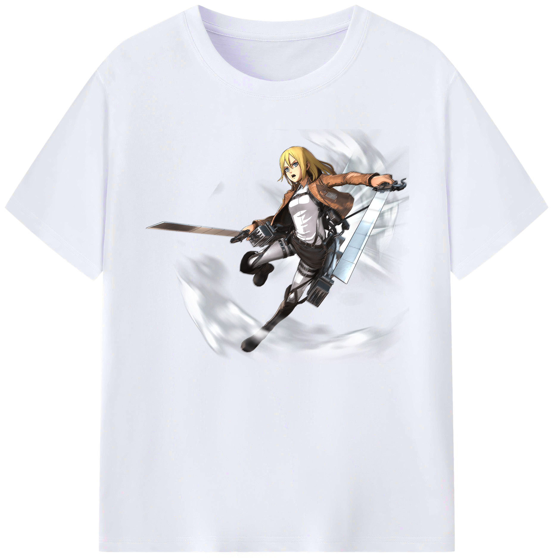 （画像用） 進撃の巨人 クリスタ·レンズ Attack on Titan Christa Lenz 綿100％ メンズ半袖Tシャツ｜肌触りやわらか＆通気性