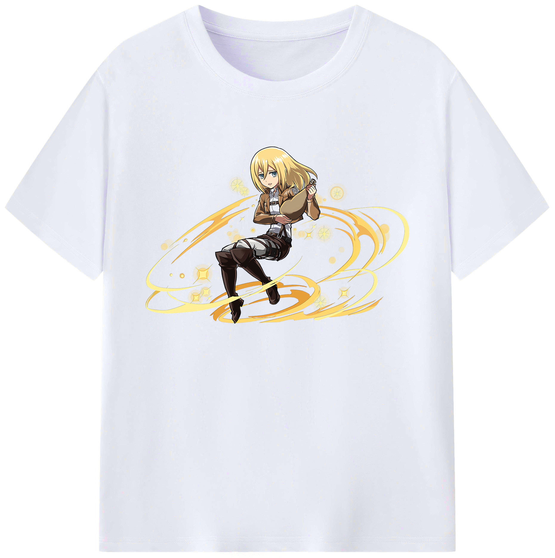（画像用） 進撃の巨人 クリスタ·レンズ Attack on Titan Christa Lenz 綿100％ メンズ半袖Tシャツ｜肌触りやわらか＆通気性