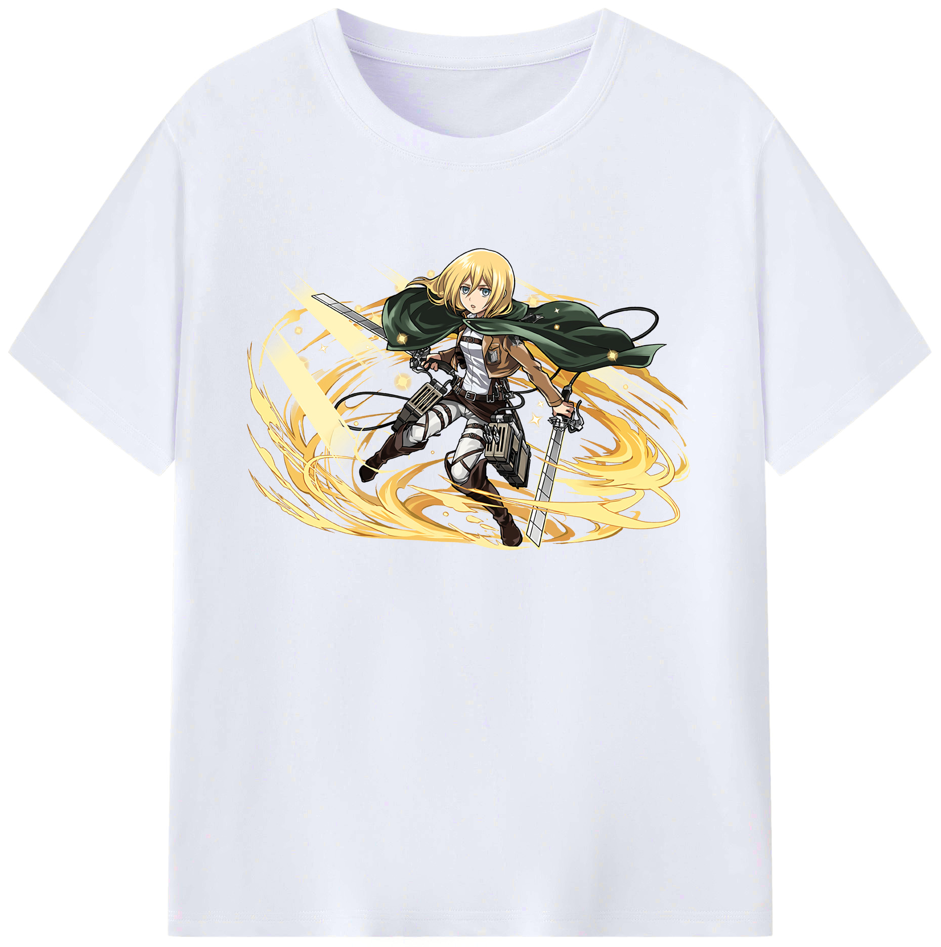 （画像用） 進撃の巨人 クリスタ·レンズ Attack on Titan Christa Lenz 綿100％ メンズ半袖Tシャツ｜肌触りやわらか＆通気性