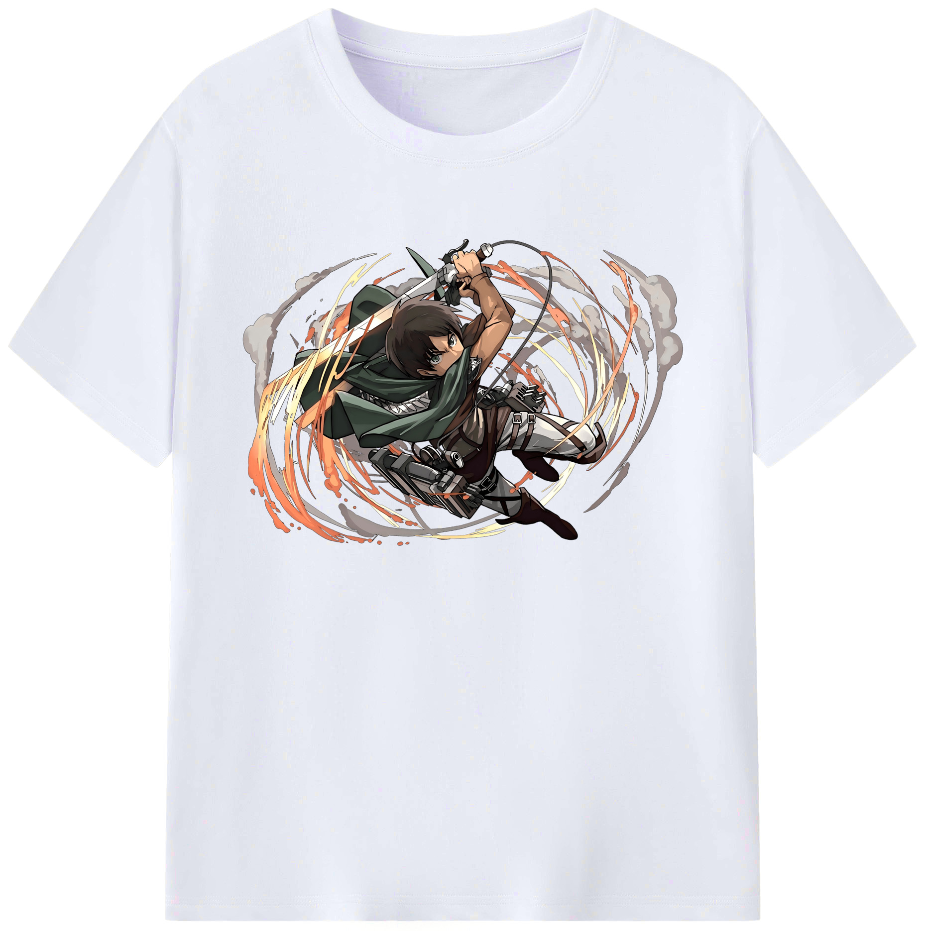 （画像用） 進撃の巨人 エレン･イェーガー Attack on Titan Eren Jäger 綿100％ メンズ半袖Tシャツ｜肌触りやわらか＆通気性