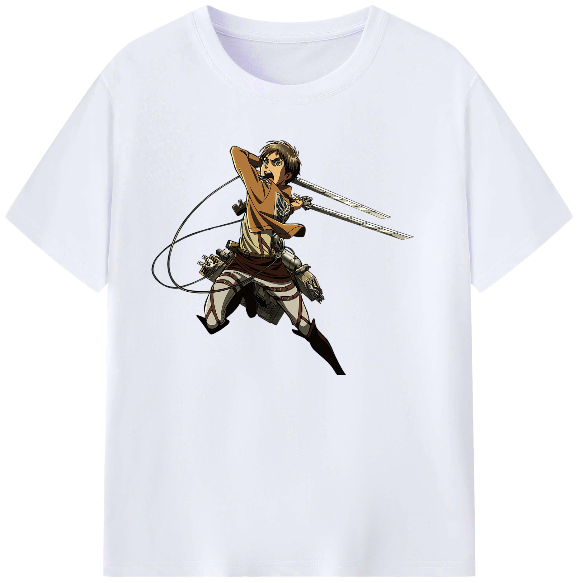 （画像用） 進撃の巨人 エレン･イェーガー Attack on Titan Eren Jäger 綿100％ メンズ半袖Tシャツ｜肌触りやわらか＆通気性