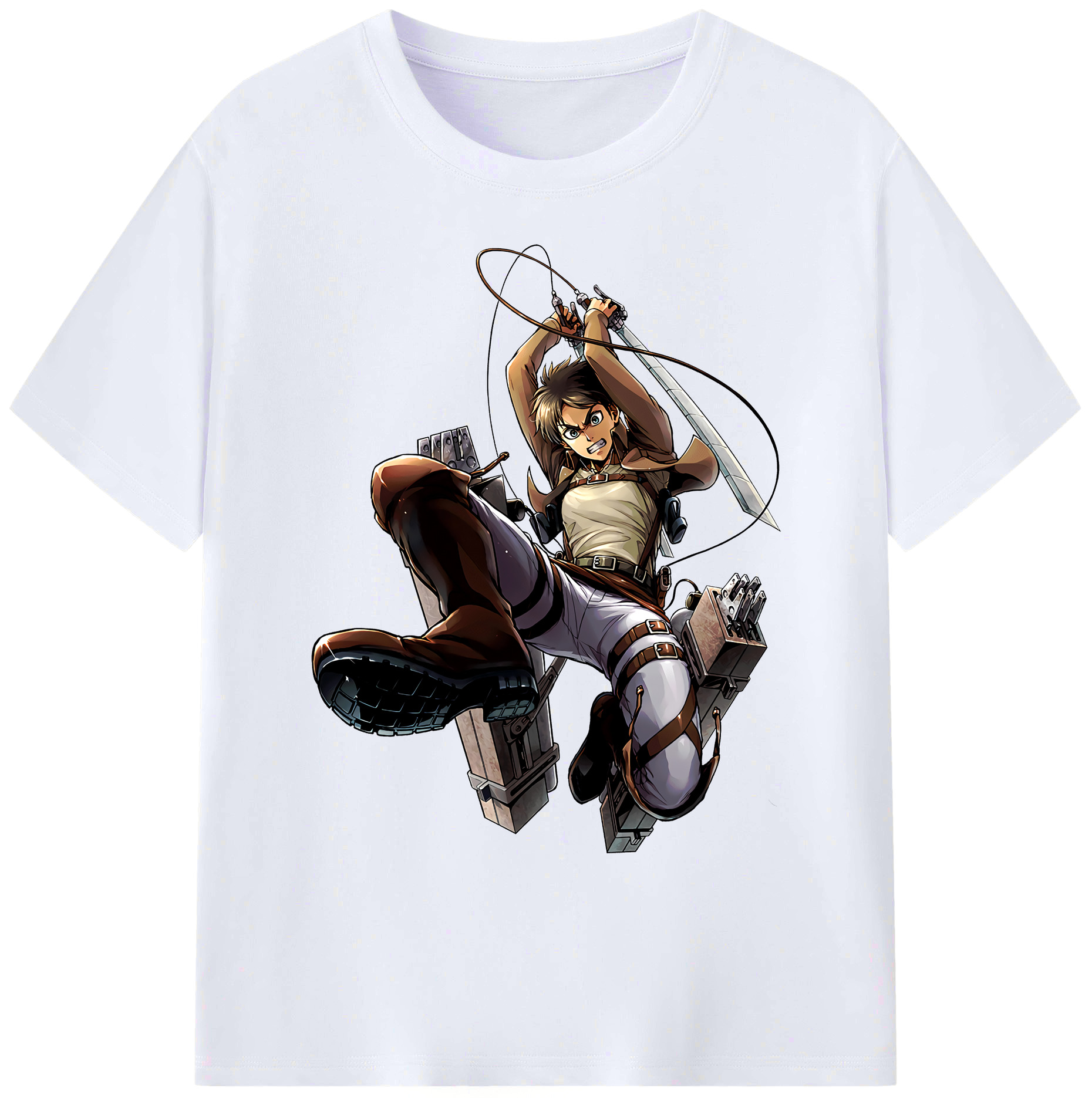 （画像用） 進撃の巨人 エレン･イェーガー Attack on Titan Eren Jäger 綿100％ メンズ半袖Tシャツ｜肌触りやわらか＆通気性