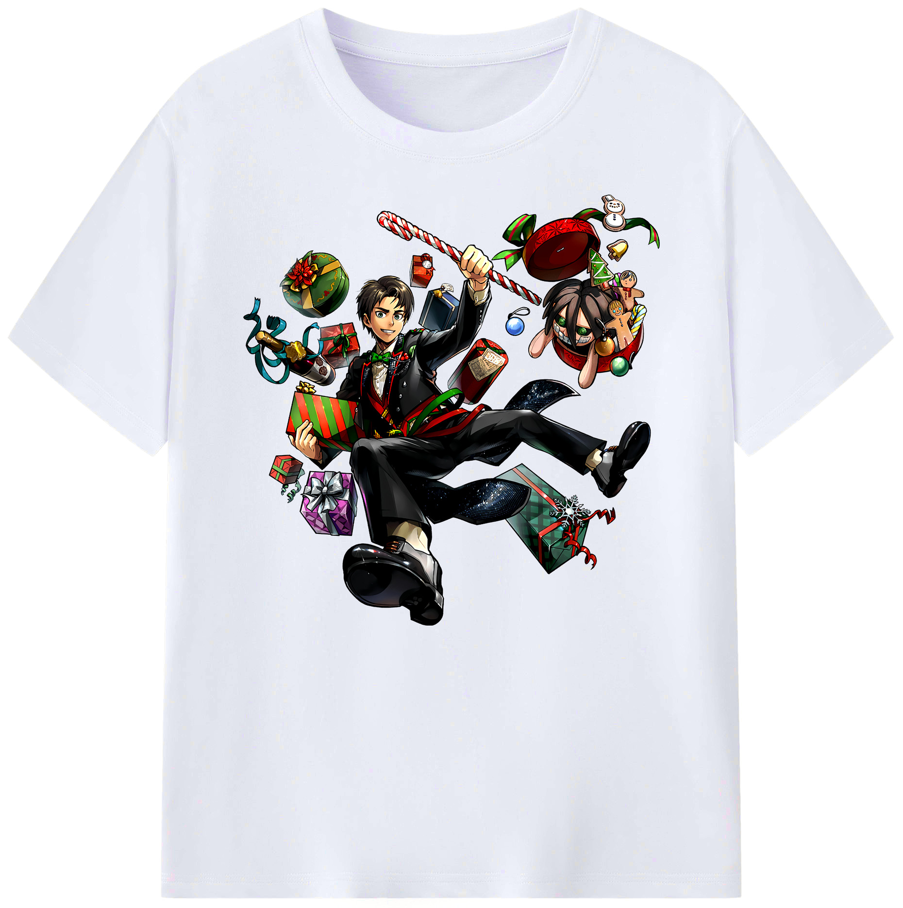 （画像用） 進撃の巨人 エレン･イェーガー Attack on Titan Eren Jäger 綿100％ メンズ半袖Tシャツ｜肌触りやわらか＆通気性
