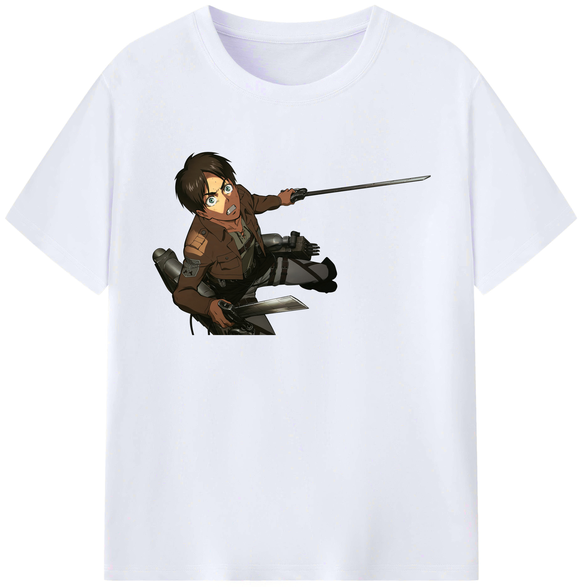 （画像用） 進撃の巨人 エレン･イェーガー Attack on Titan Eren Jäger 綿100％ メンズ半袖Tシャツ｜肌触りやわらか＆通気性