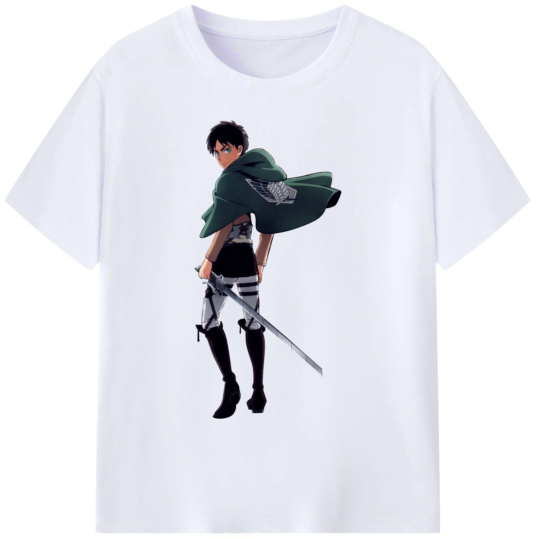 （画像用） 進撃の巨人 エレン･イェーガー Attack on Titan Eren Jäger 綿100％ メンズ半袖Tシャツ｜肌触りやわらか＆通気性