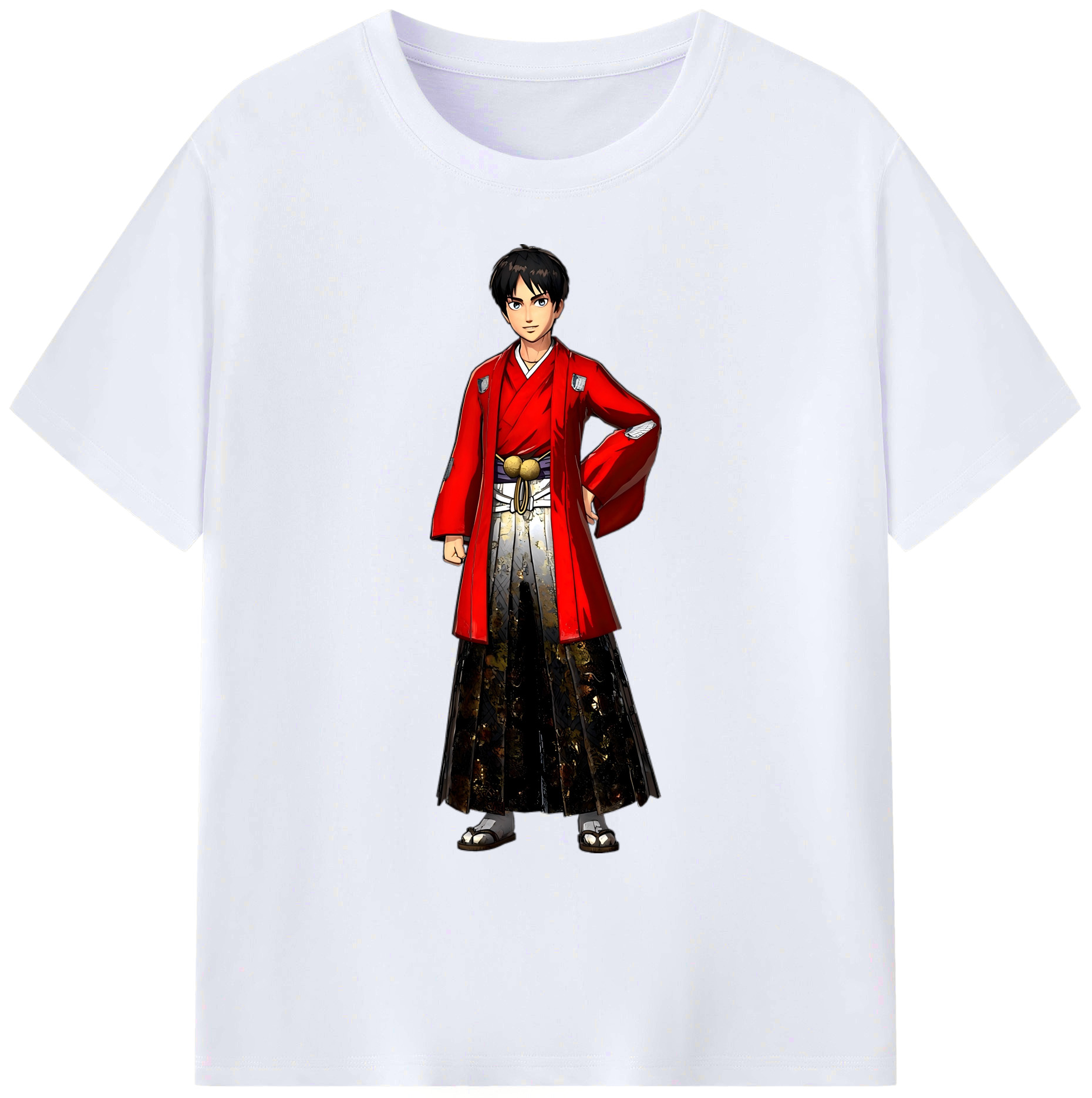 （画像用） 進撃の巨人 エレン･イェーガー Attack on Titan Eren Jäger 綿100％ メンズ半袖Tシャツ｜肌触りやわらか＆通気性