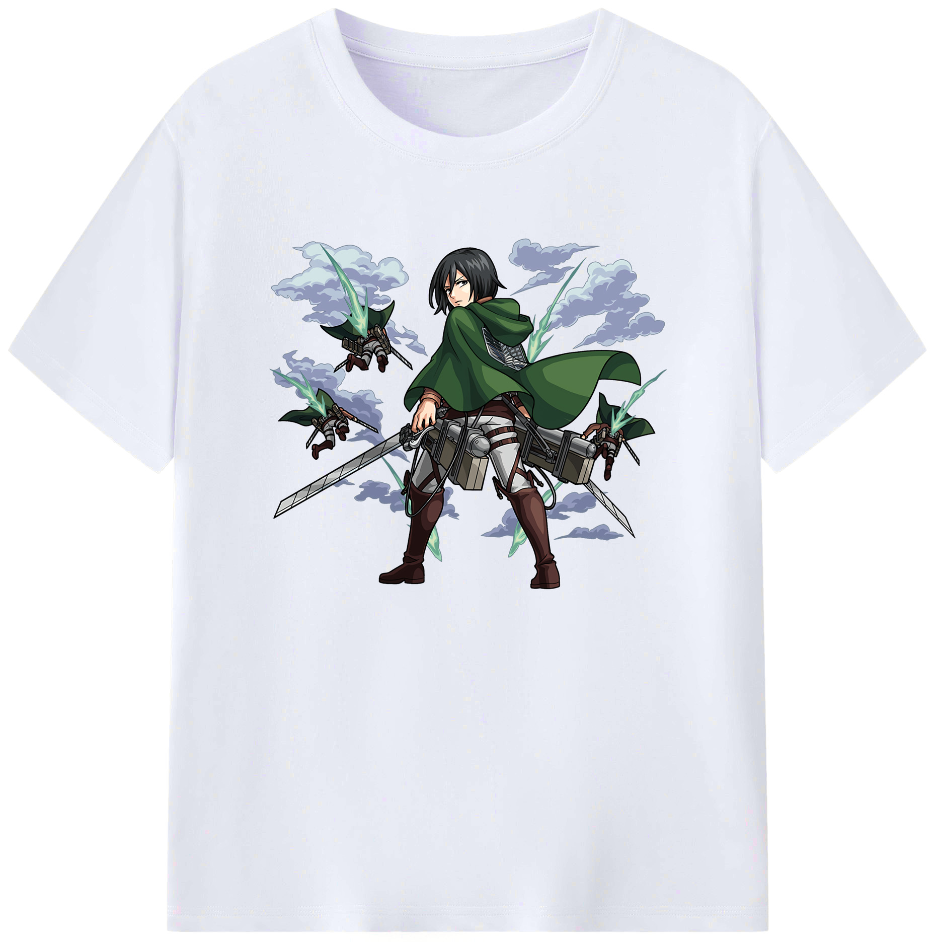 （画像用） 進撃の巨人 ミカサ·アッカーマン Attack on Titan Mikasa Ackerman 綿100％ メンズ半袖Tシャツ｜肌触りやわらか＆通気性