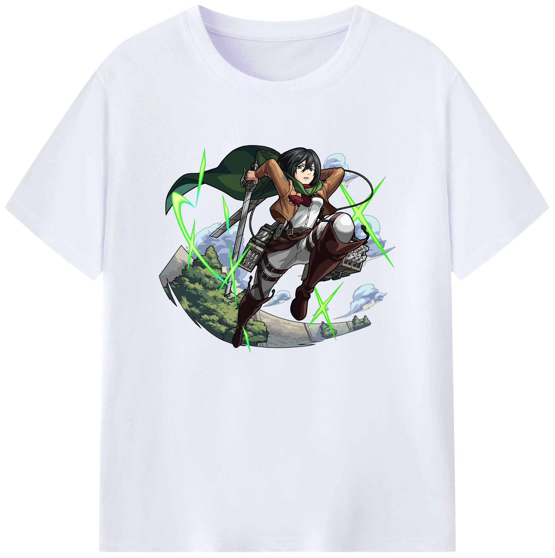 （画像用） 進撃の巨人 ミカサ·アッカーマン Attack on Titan Mikasa Ackerman 綿100％ メンズ半袖Tシャツ｜肌触りやわらか＆通気性