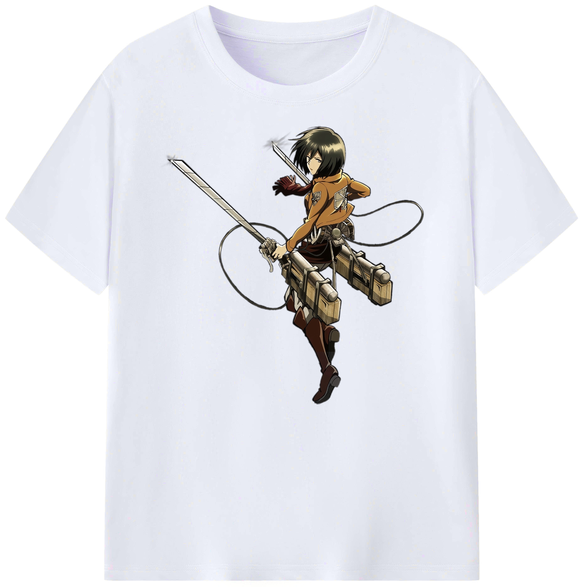 （画像用） 進撃の巨人 ミカサ·アッカーマン Attack on Titan Mikasa Ackerman 綿100％ メンズ半袖Tシャツ｜肌触りやわらか＆通気性