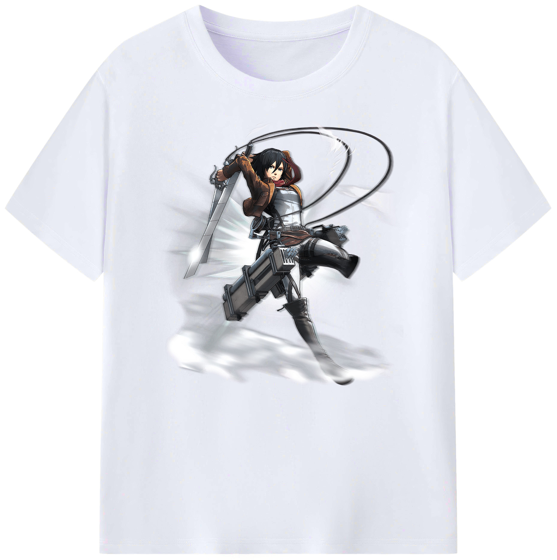 （画像用） 進撃の巨人 ミカサ·アッカーマン Attack on Titan Mikasa Ackerman 綿100％ メンズ半袖Tシャツ｜肌触りやわらか＆通気性