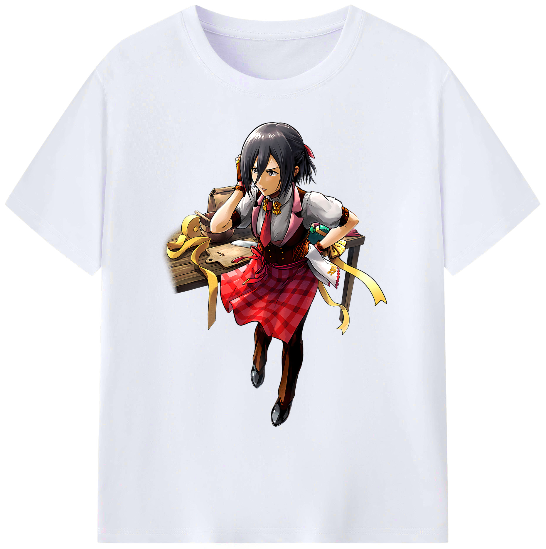 （画像用） 進撃の巨人 ミカサ·アッカーマン Attack on Titan Mikasa Ackerman 綿100％ メンズ半袖Tシャツ｜肌触りやわらか＆通気性