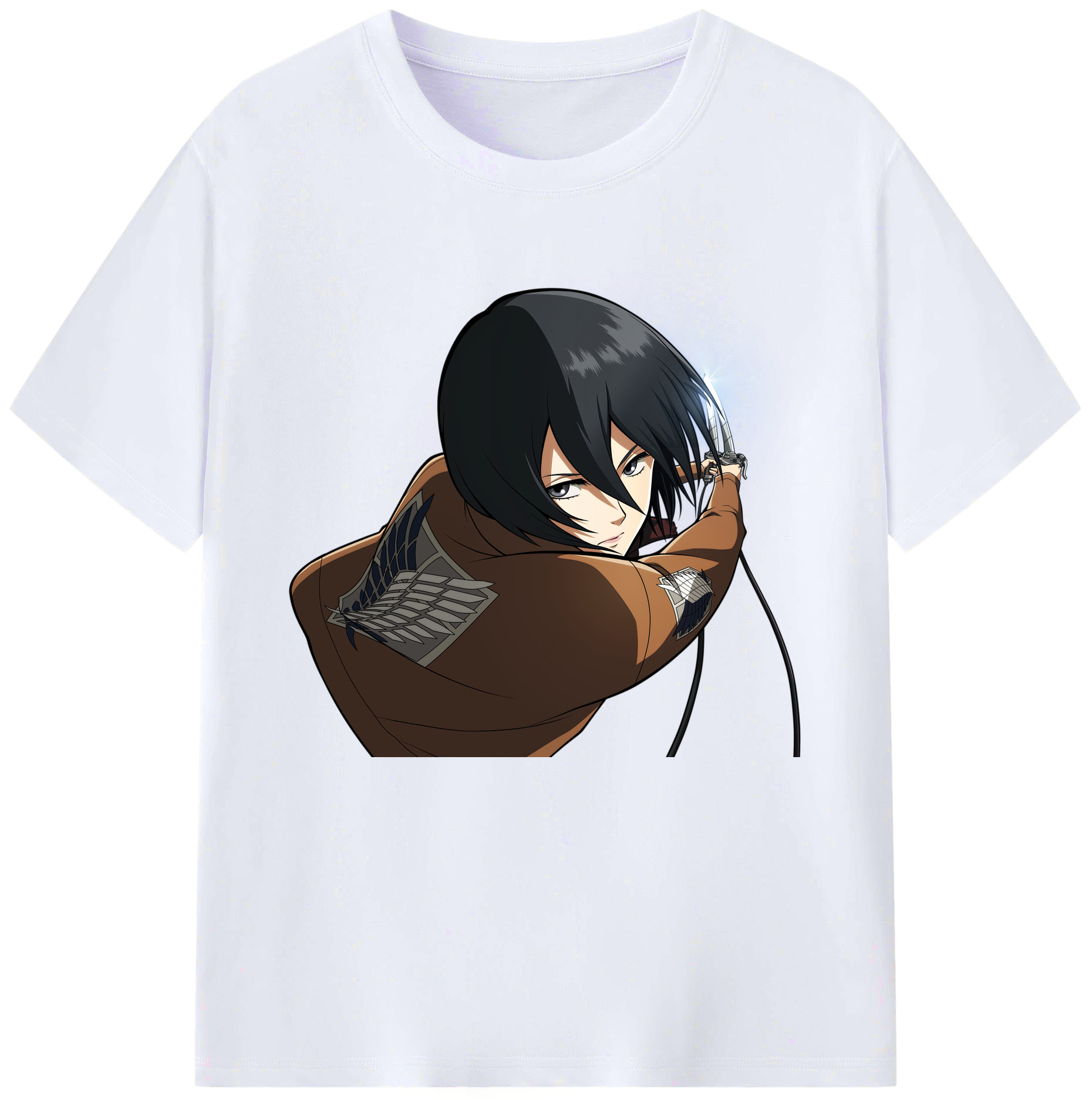 （画像用） 進撃の巨人 ミカサ·アッカーマン Attack on Titan Mikasa Ackerman 綿100％ メンズ半袖Tシャツ｜肌触りやわらか＆通気性