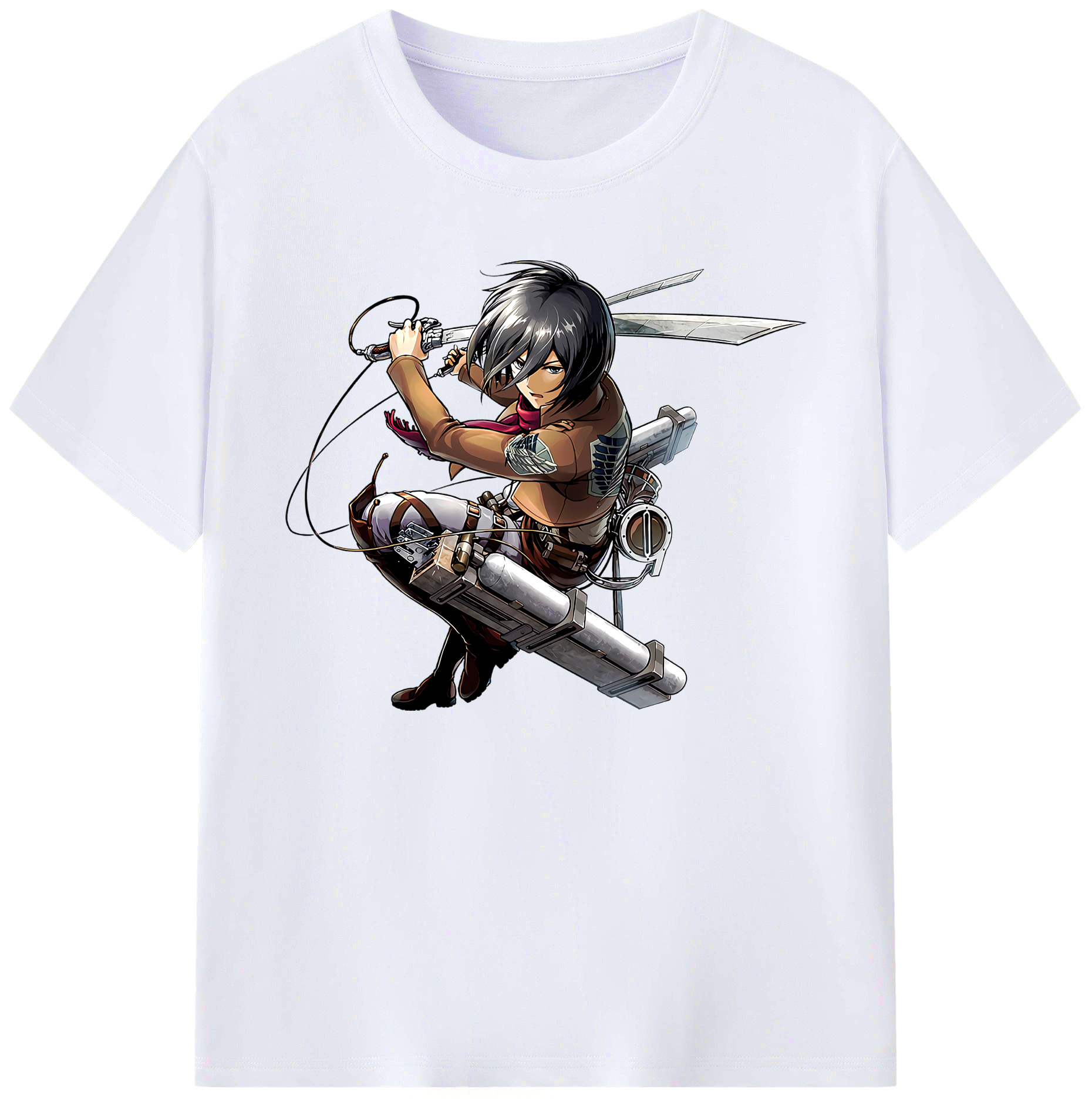 （画像用） 進撃の巨人 ミカサ·アッカーマン Attack on Titan Mikasa Ackerman 綿100％ メンズ半袖Tシャツ｜肌触りやわらか＆通気性