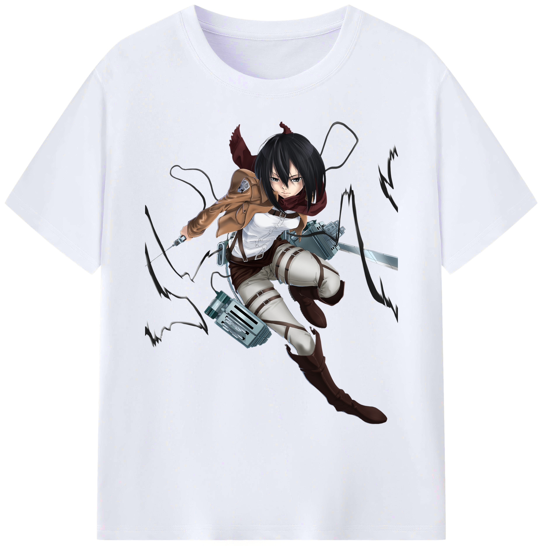 （画像用） 進撃の巨人 ミカサ·アッカーマン Attack on Titan Mikasa Ackerman 綿100％ メンズ半袖Tシャツ｜肌触りやわらか＆通気性