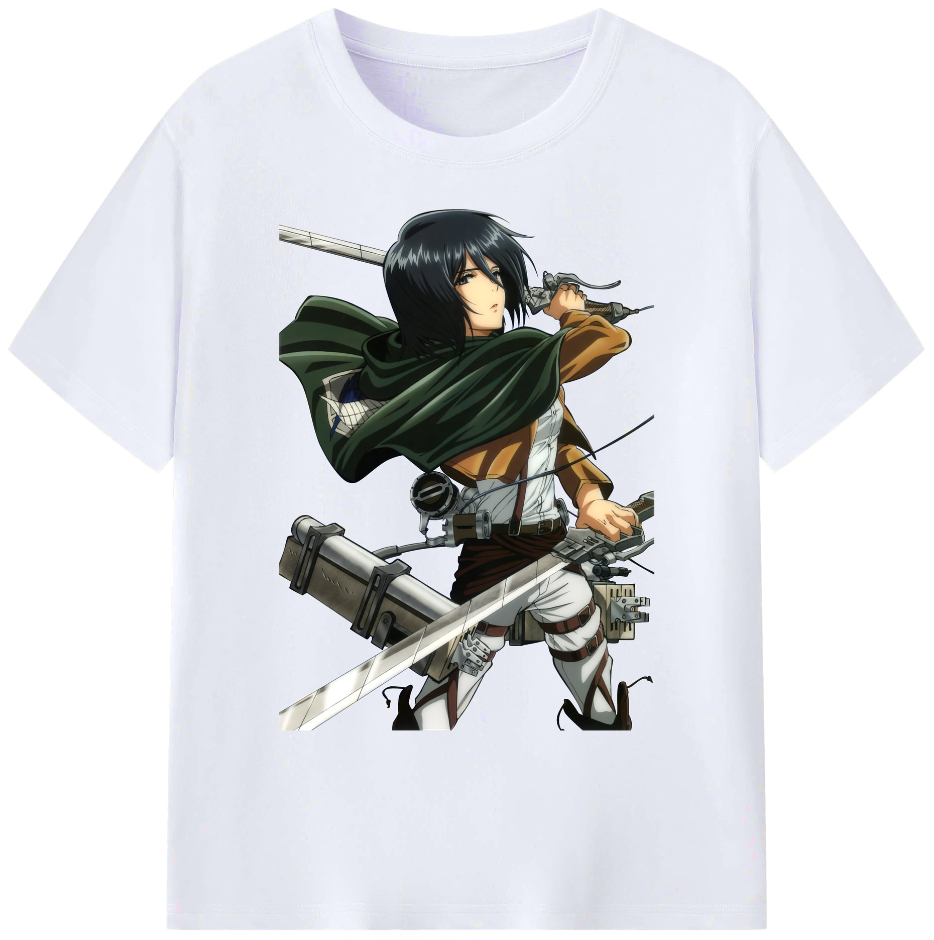 （画像用） 進撃の巨人 ミカサ·アッカーマン Attack on Titan Mikasa Ackerman 綿100％ メンズ半袖Tシャツ｜肌触りやわらか＆通気性