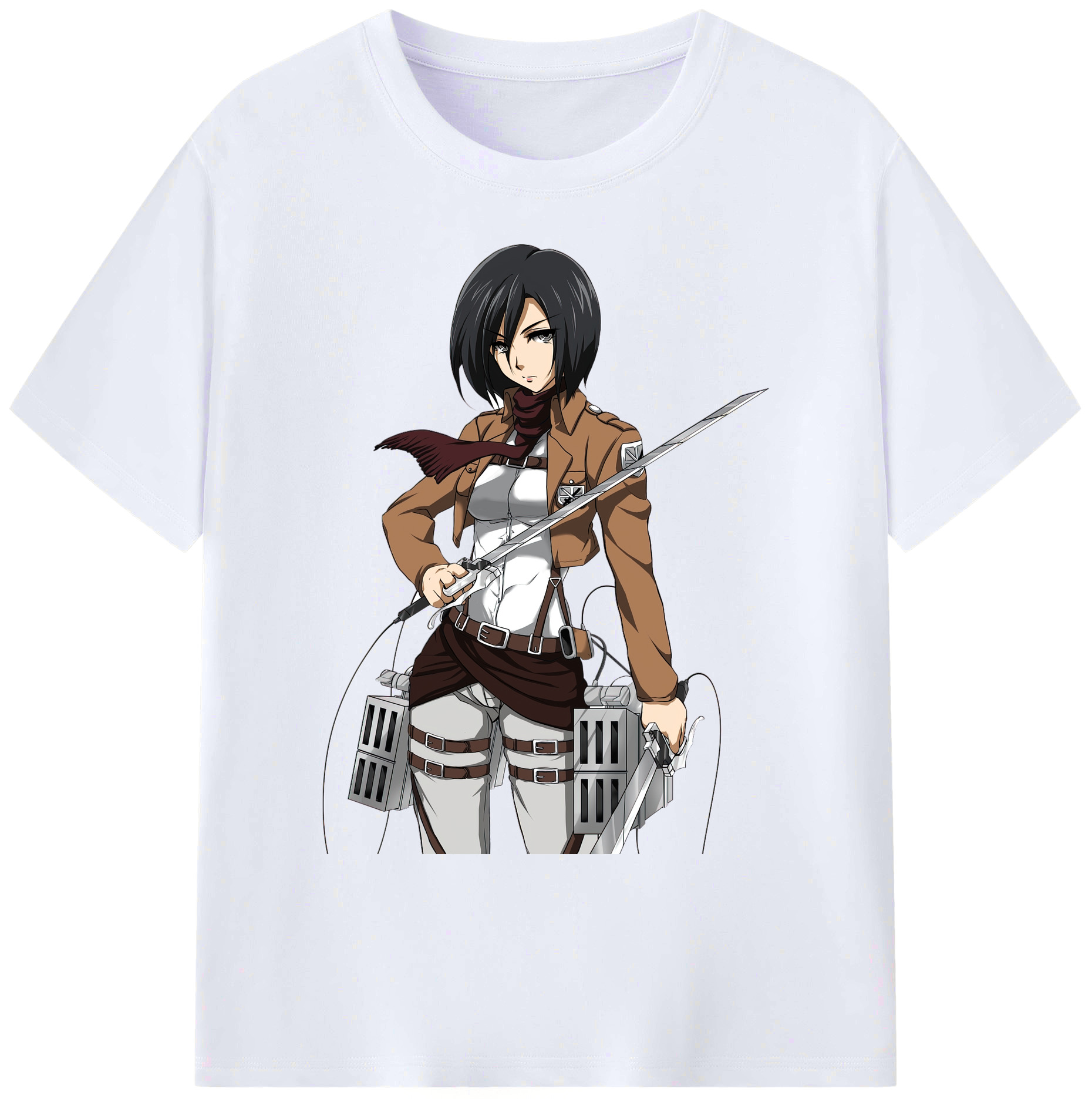 （画像用） 進撃の巨人 ミカサ·アッカーマン Attack on Titan Mikasa Ackerman 綿100％ メンズ半袖Tシャツ｜肌触りやわらか＆通気性