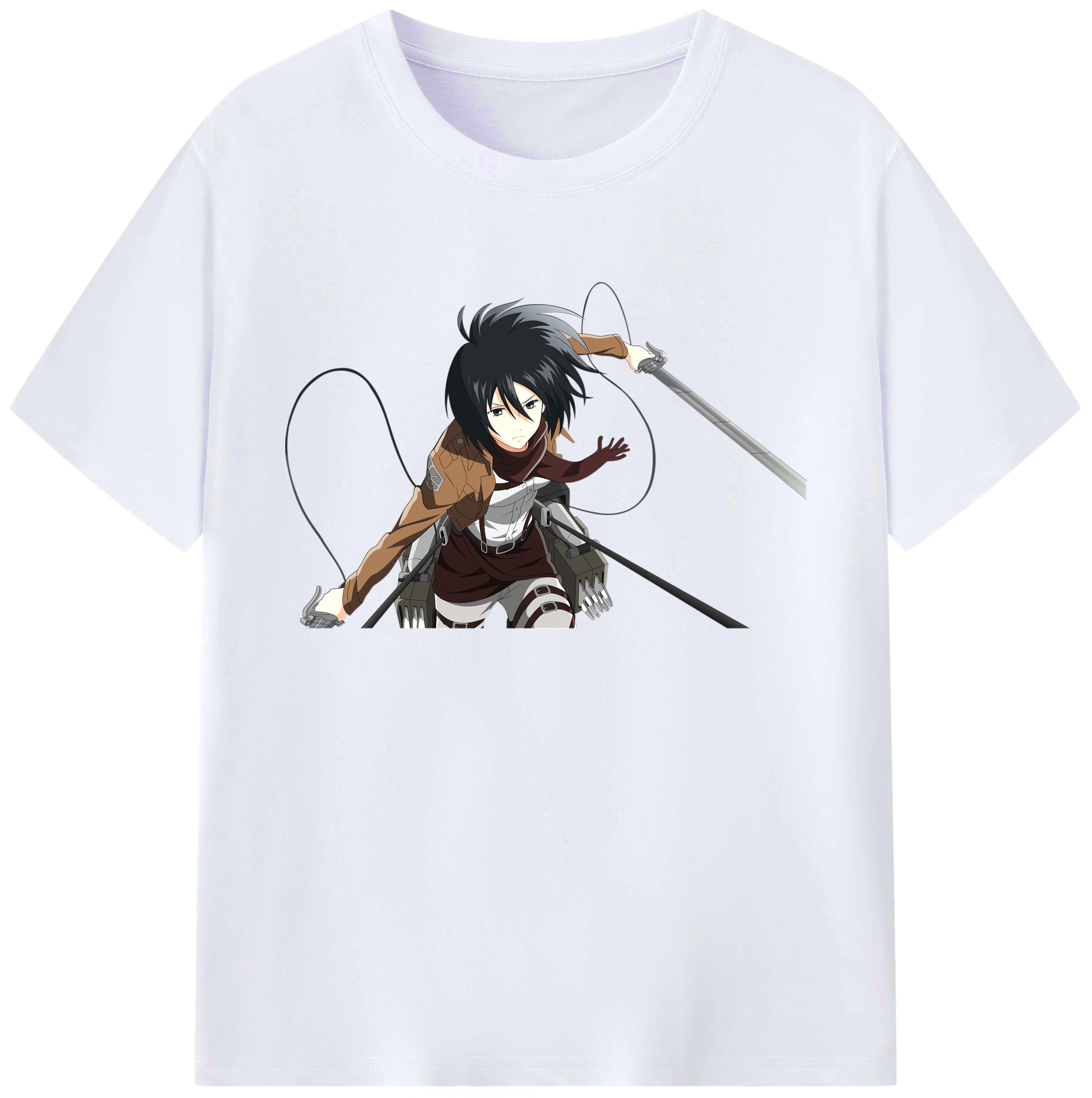 （画像用） 進撃の巨人 ミカサ·アッカーマン Attack on Titan Mikasa Ackerman 綿100％ メンズ半袖Tシャツ｜肌触りやわらか＆通気性
