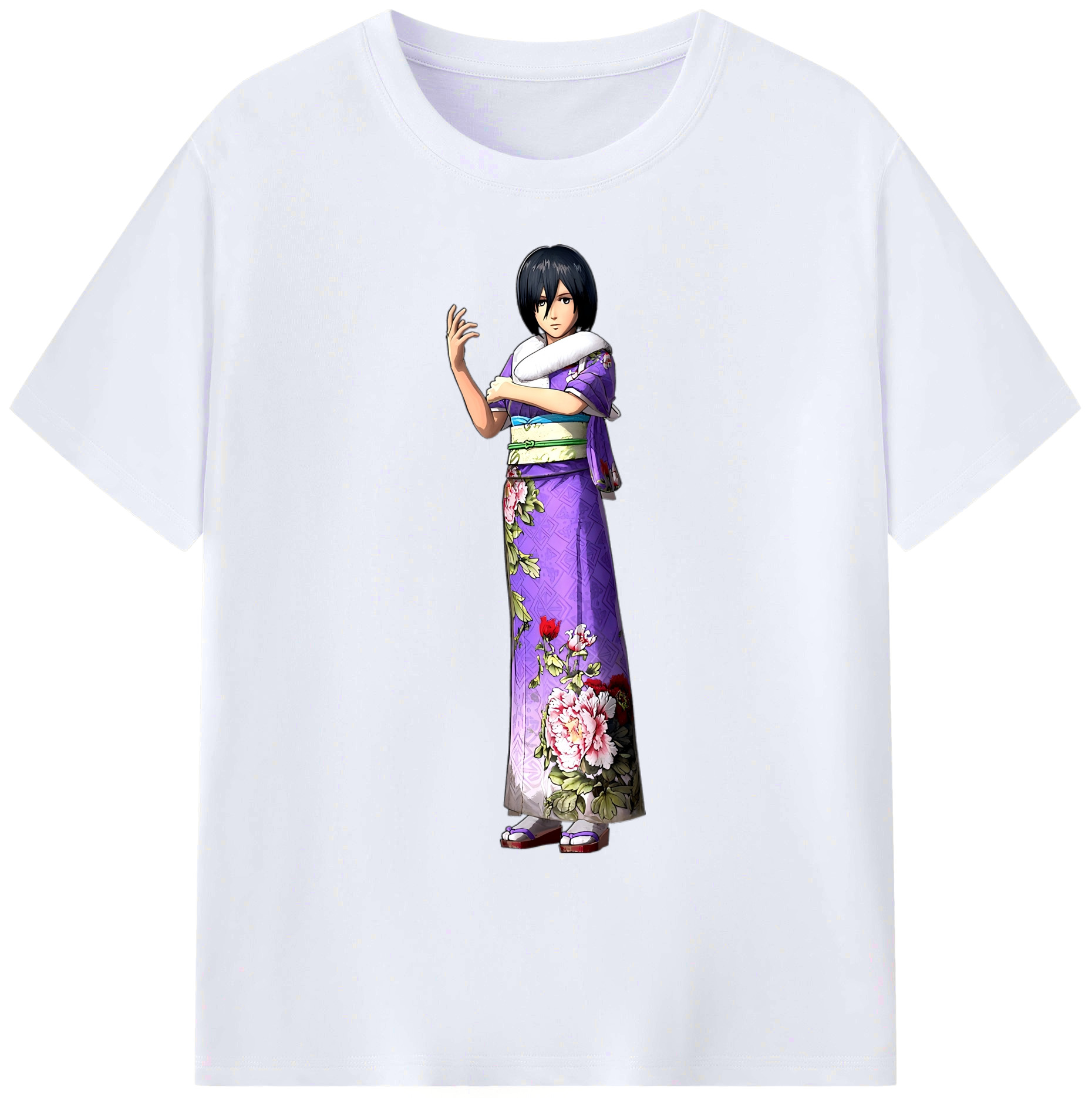 （画像用） 進撃の巨人 ミカサ·アッカーマン Attack on Titan Mikasa Ackerman 綿100％ メンズ半袖Tシャツ｜肌触りやわらか＆通気性