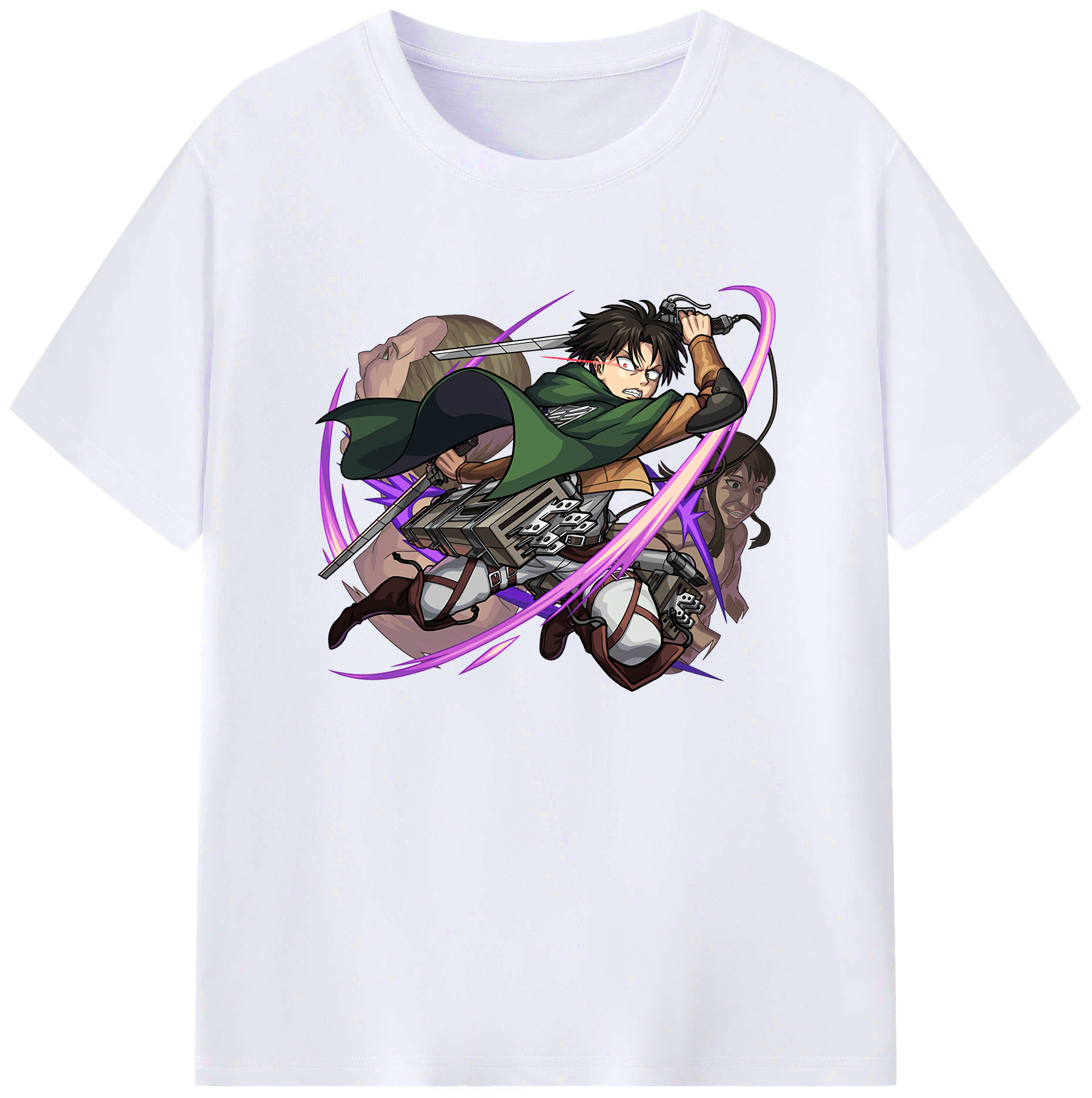 （画像用） 進撃の巨人 リヴァイ·アッカーマン Attack on Titan Levi Ackerman 綿100％ メンズ半袖Tシャツ｜肌触りやわらか＆通気性
