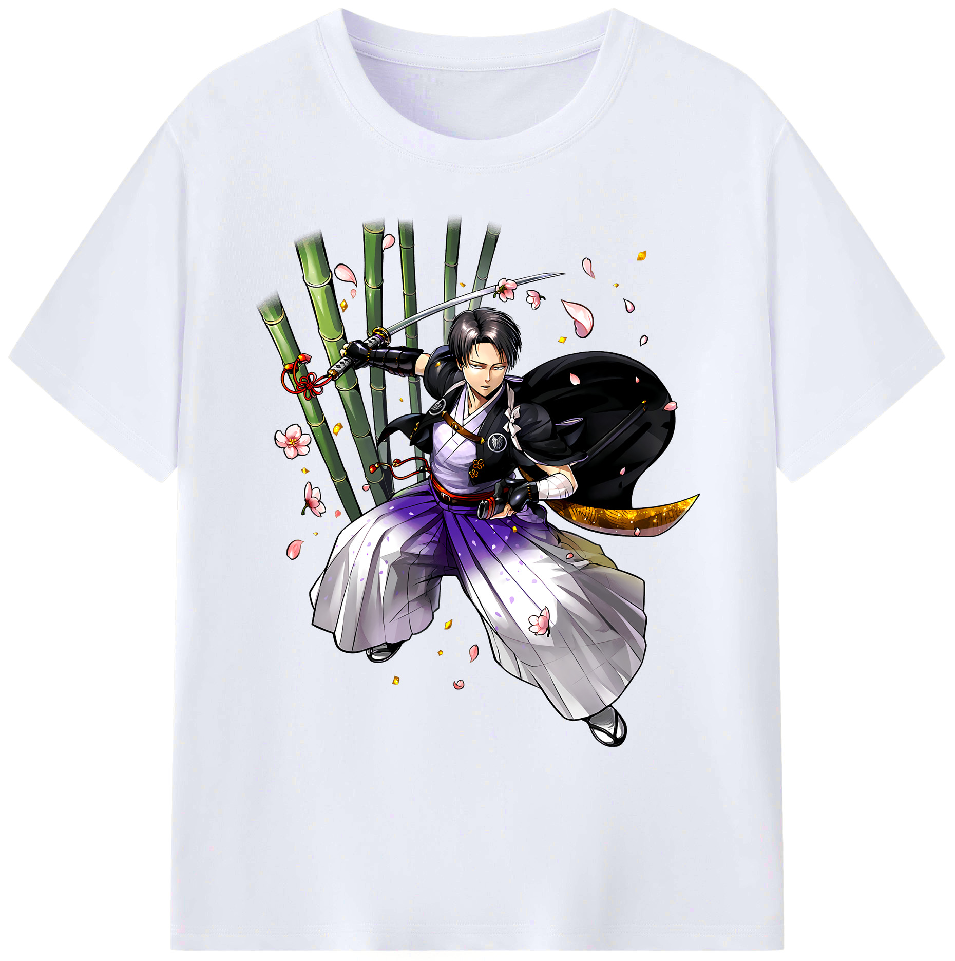 （画像用） 進撃の巨人 リヴァイ·アッカーマン Attack on Titan Levi Ackerman 綿100％ メンズ半袖Tシャツ｜肌触りやわらか＆通気性