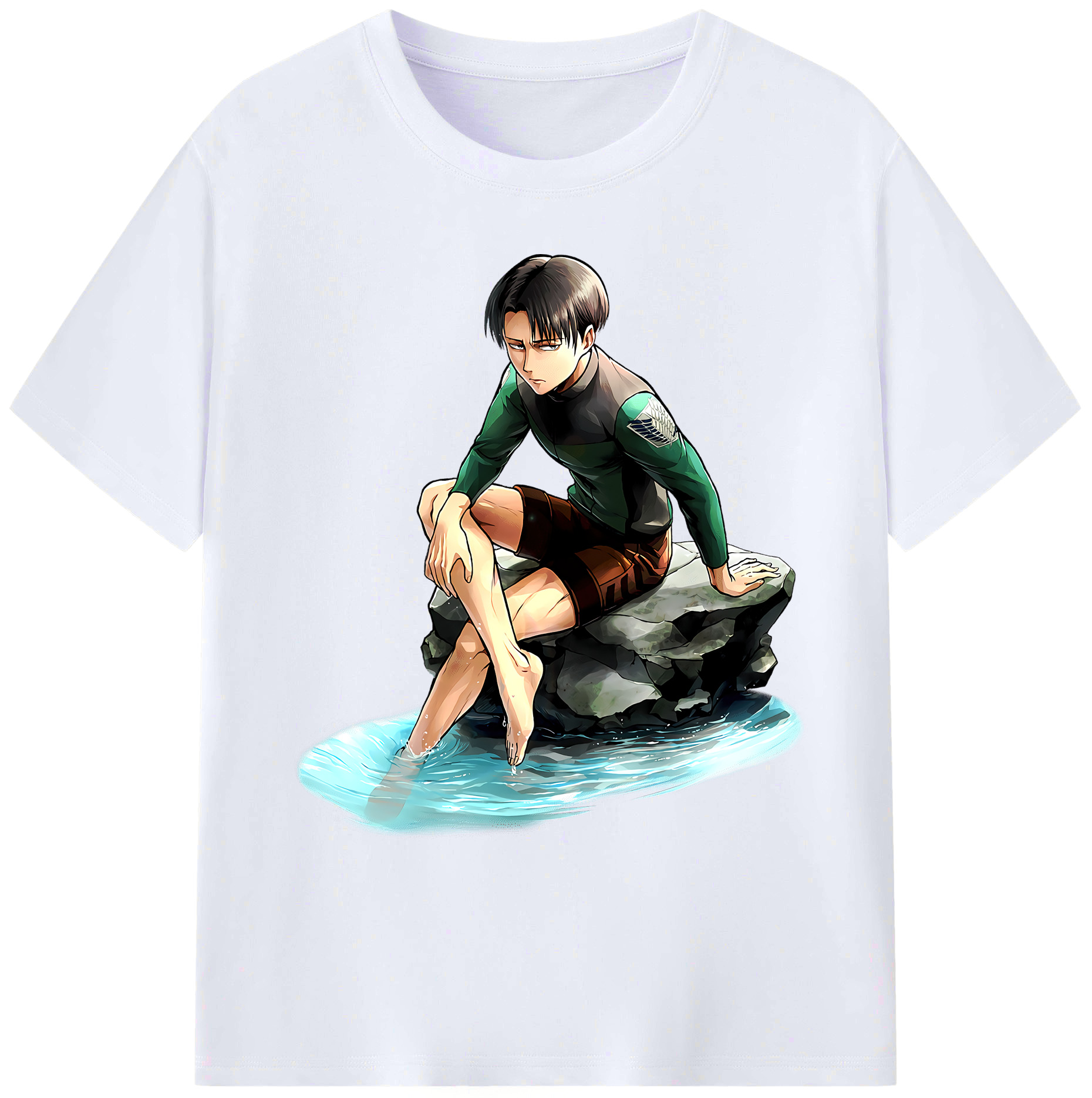 （画像用） 進撃の巨人 リヴァイ·アッカーマン Attack on Titan Levi Ackerman 綿100％ メンズ半袖Tシャツ｜肌触りやわらか＆通気性