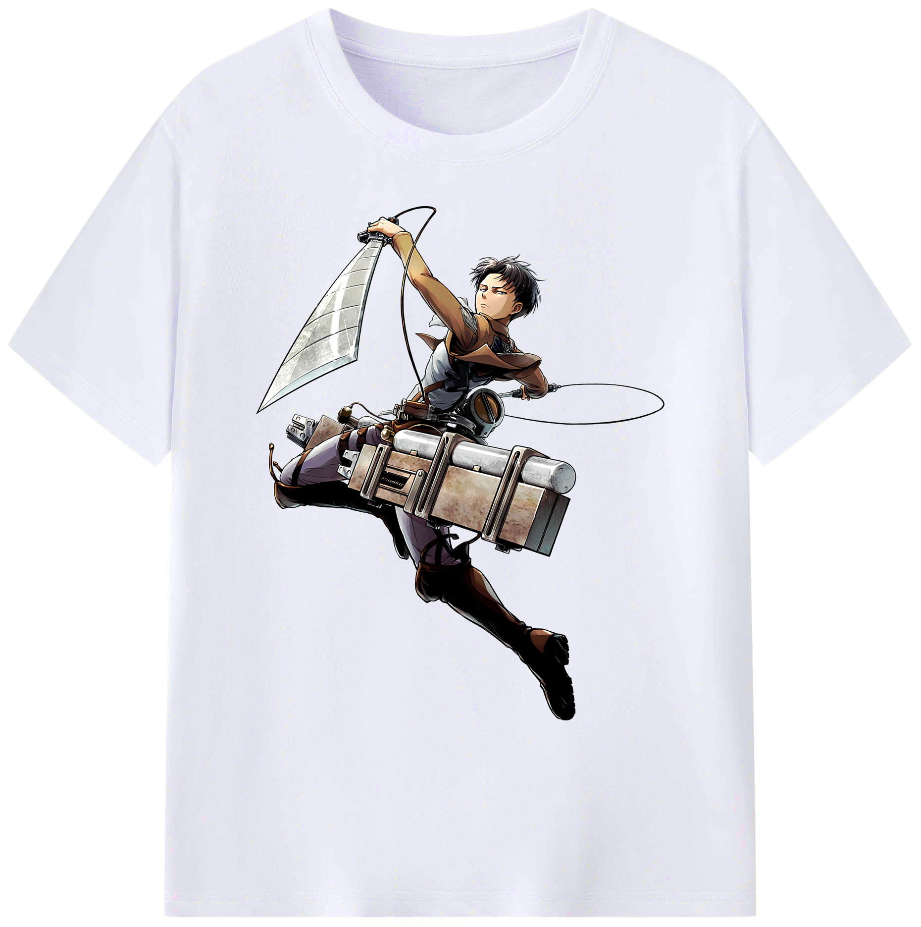 （画像用） 進撃の巨人 リヴァイ·アッカーマン Attack on Titan Levi Ackerman 綿100％ メンズ半袖Tシャツ｜肌触りやわらか＆通気性