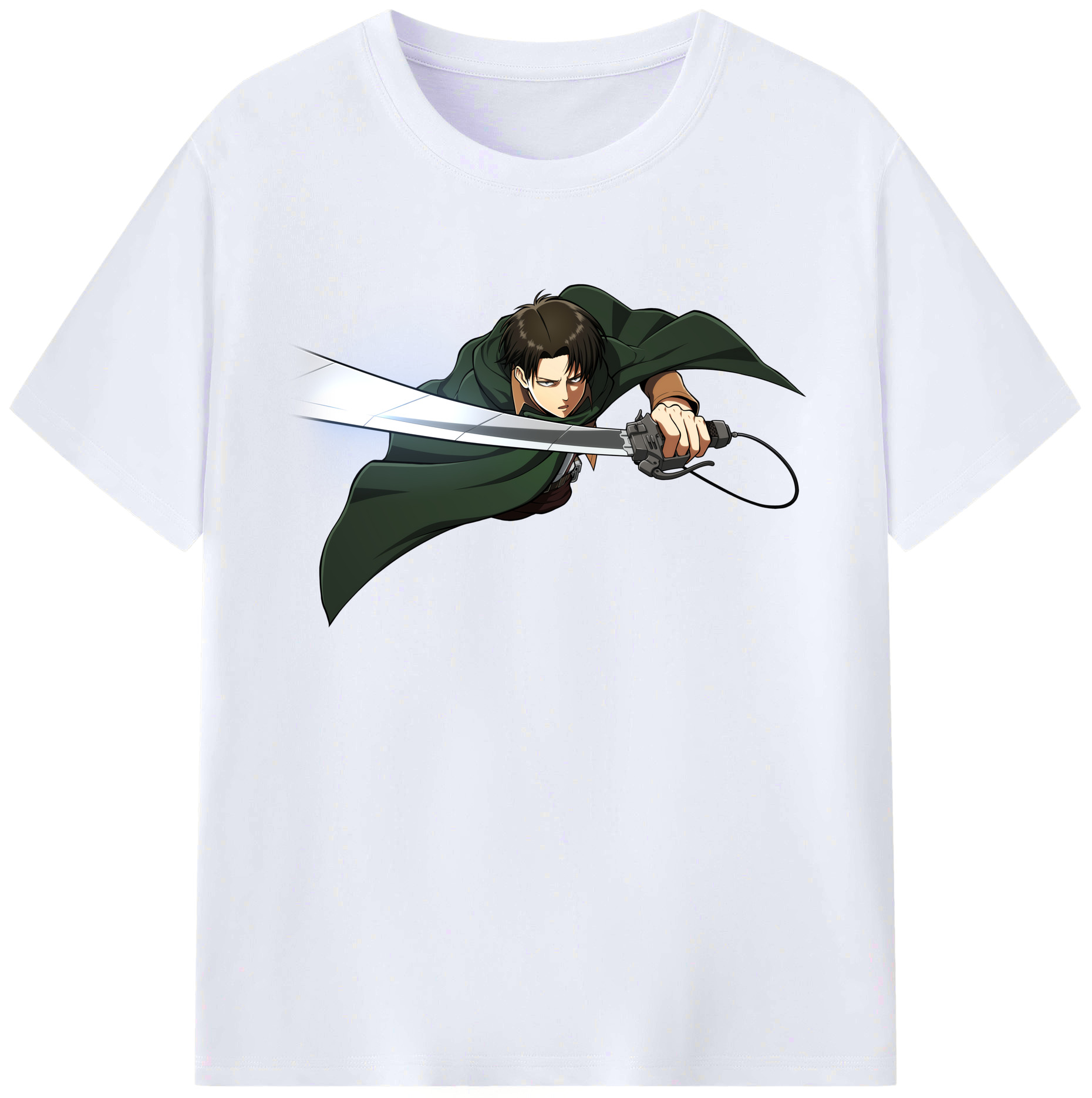 （画像用） 進撃の巨人 リヴァイ·アッカーマン Attack on Titan Levi Ackerman 綿100％ メンズ半袖Tシャツ｜肌触りやわらか＆通気性
