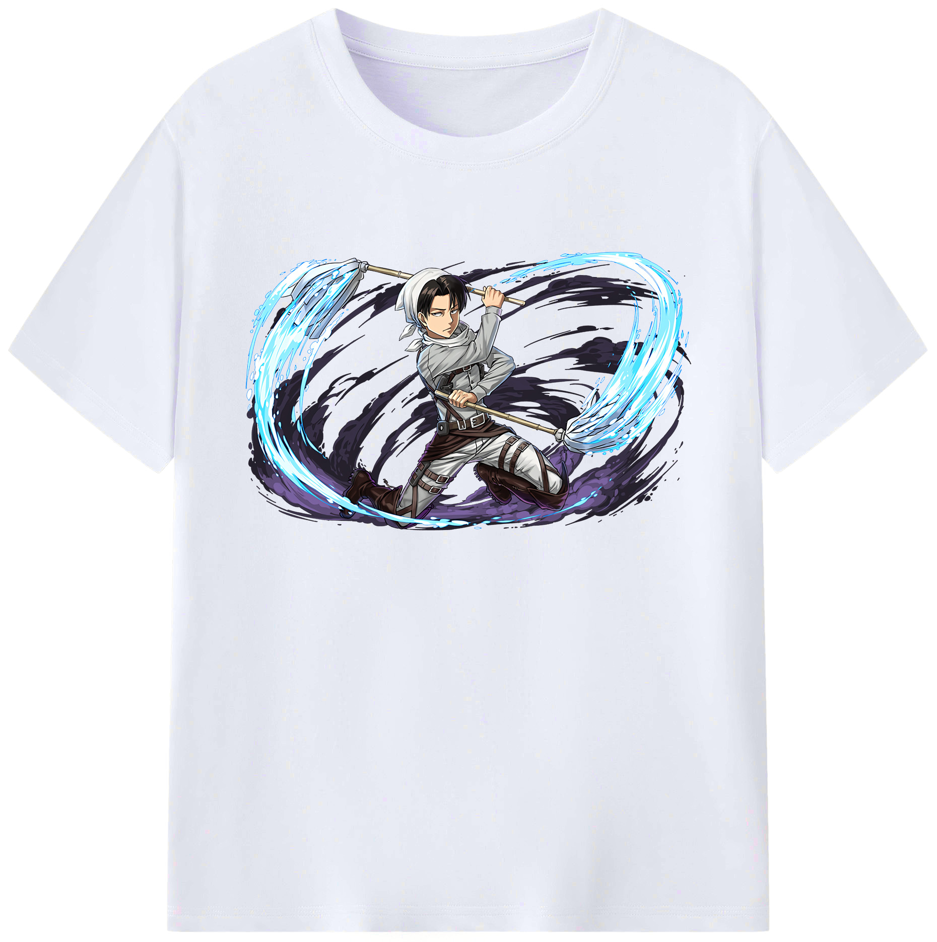 （画像用） 進撃の巨人 リヴァイ·アッカーマン Attack on Titan Levi Ackerman 綿100％ メンズ半袖Tシャツ｜肌触りやわらか＆通気性