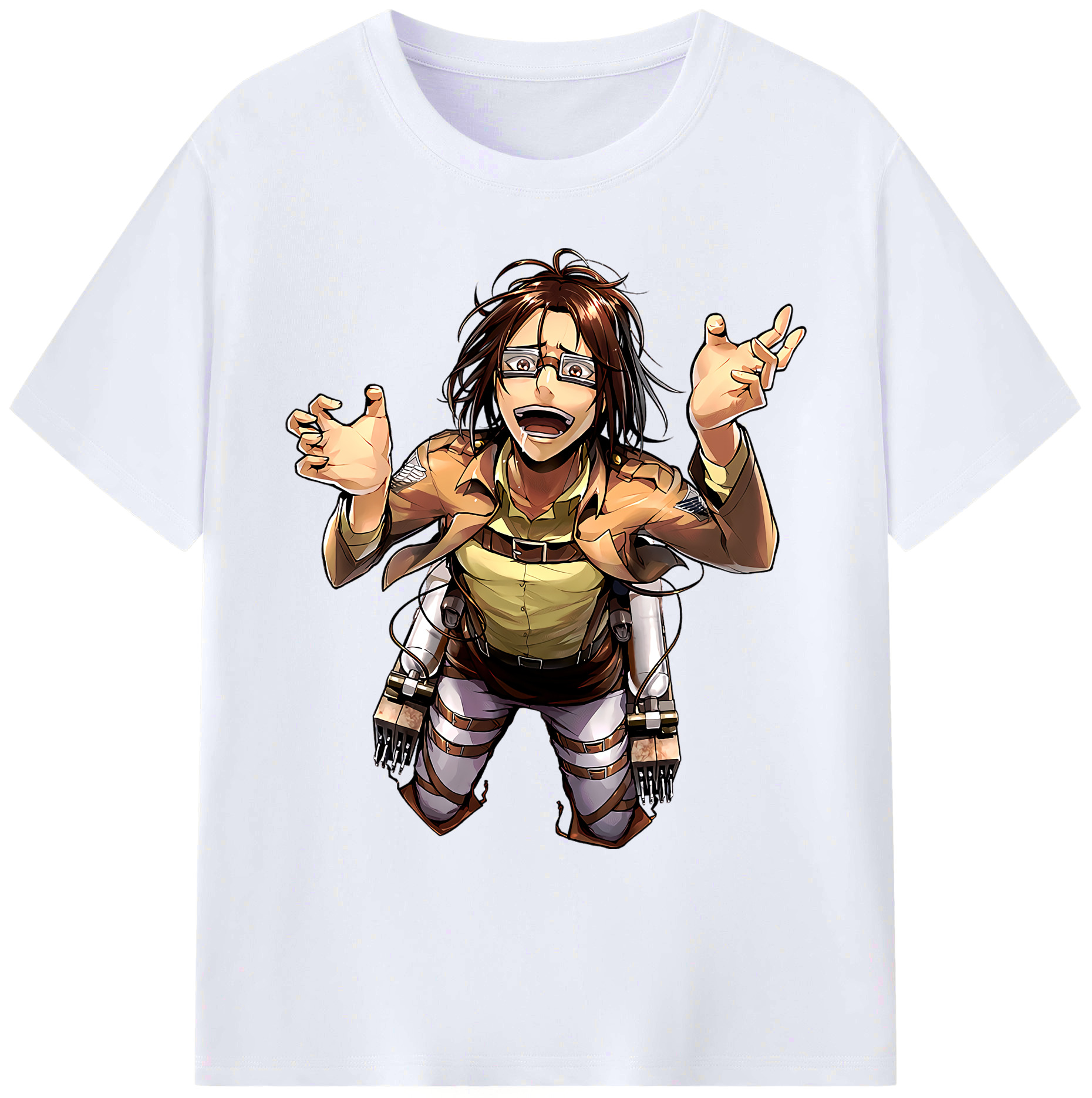 （画像用） 進撃の巨人 ハンジ·ゾエ Attack on Titan Hanji Zoe 綿100％ メンズ半袖Tシャツ｜肌触りやわらか＆通気性