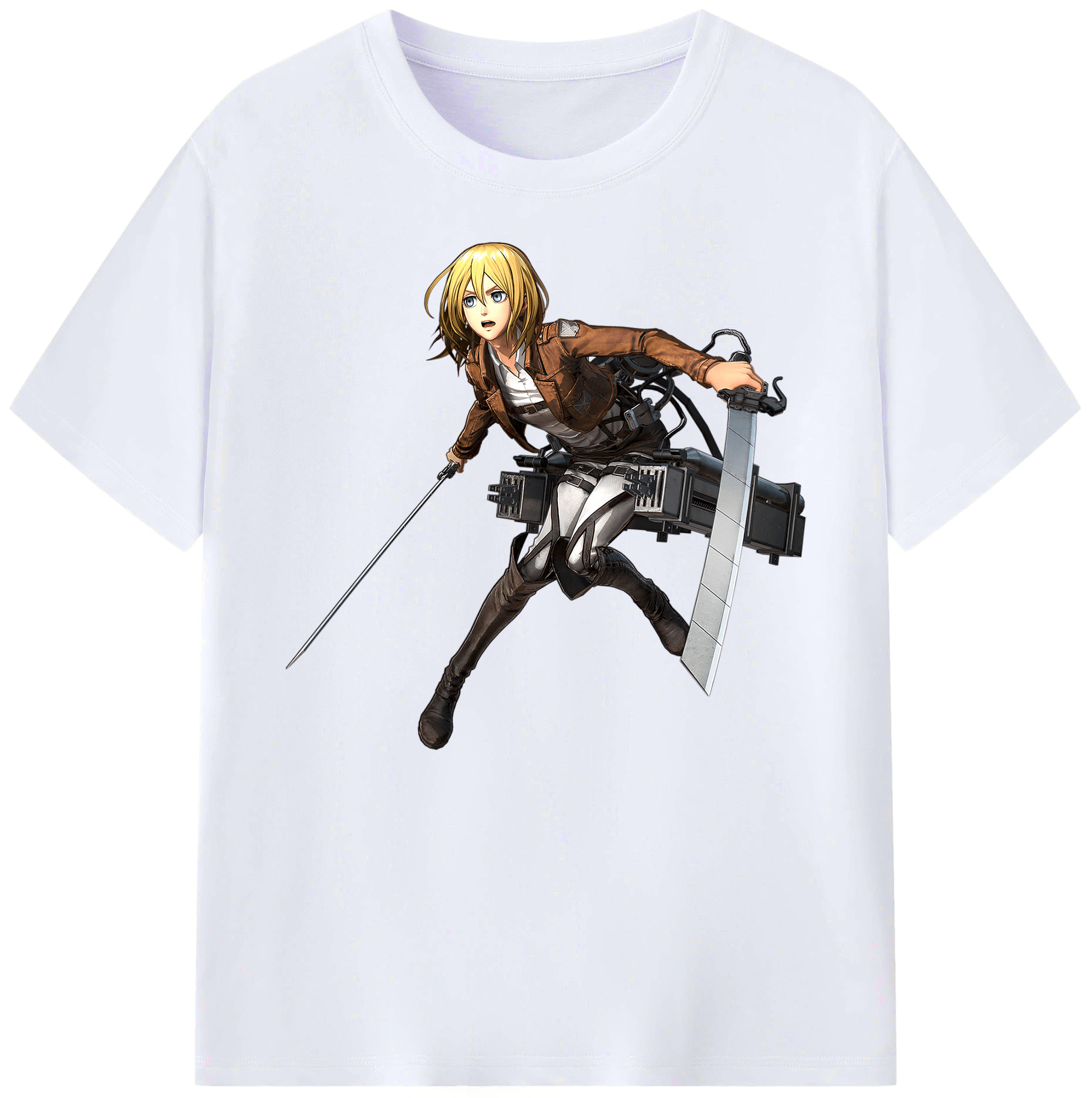 （画像用） 進撃の巨人 クリスタ·レンズ Attack on Titan Christa Lenz 綿100％ メンズ半袖Tシャツ｜肌触りやわらか＆通気性