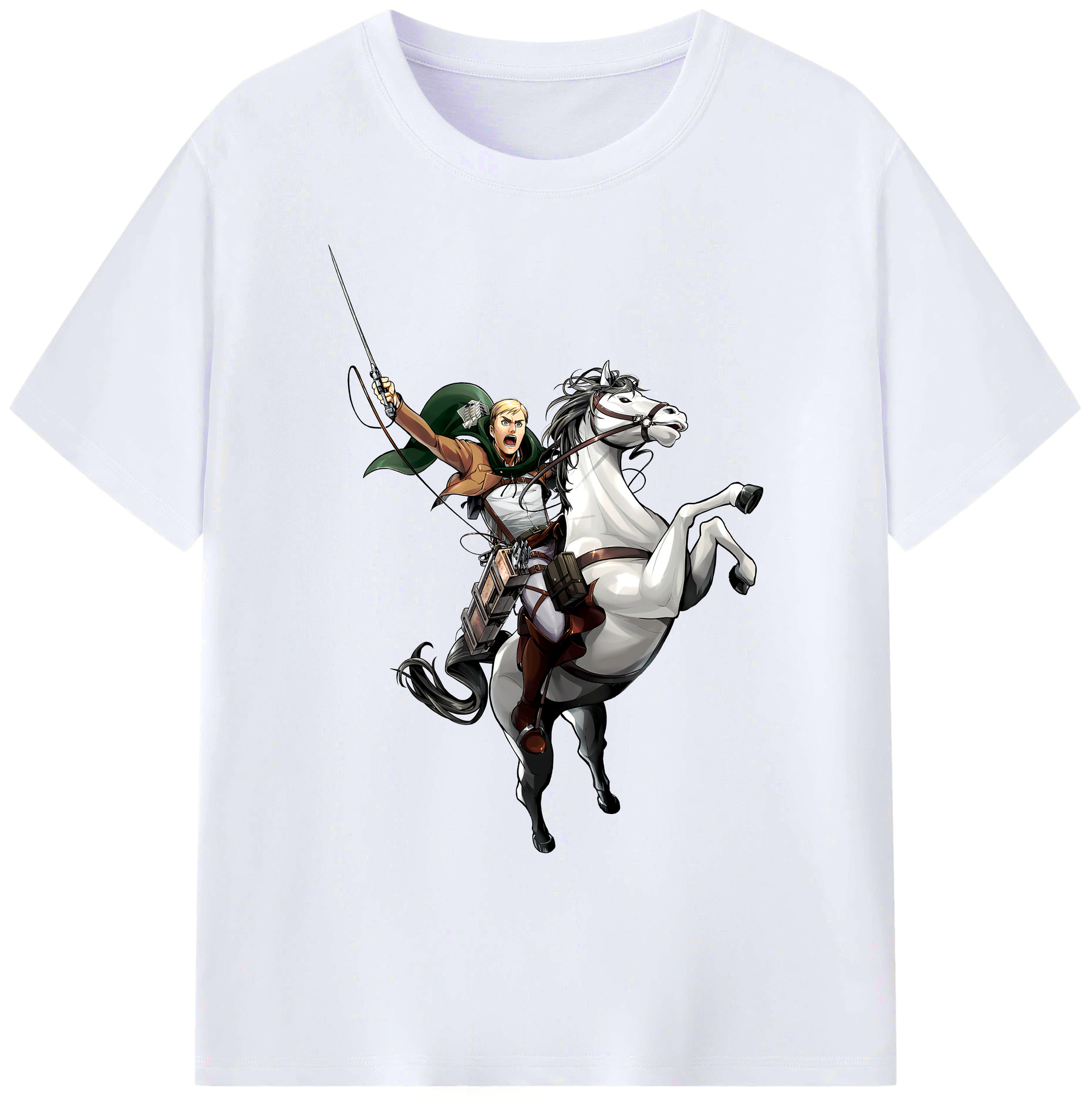 （画像用） 進撃の巨人 エルヴィン・スミス Attack on Titan Erwin Smith 綿100％ メンズ半袖Tシャツ｜肌触りやわらか＆通気性