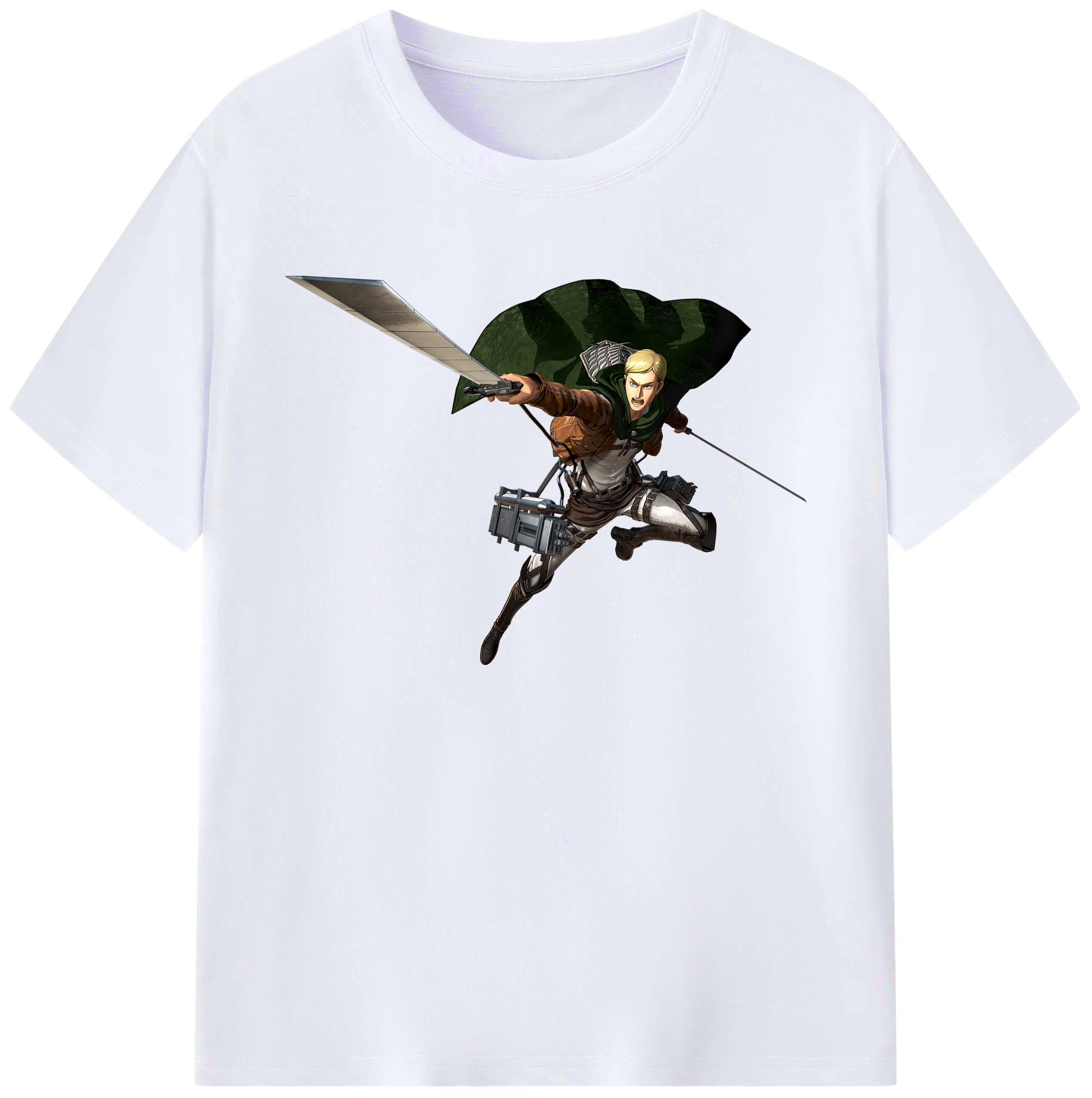 （画像用） 進撃の巨人 エルヴィン・スミス Attack on Titan Erwin Smith 綿100％ メンズ半袖Tシャツ｜肌触りやわらか＆通気性