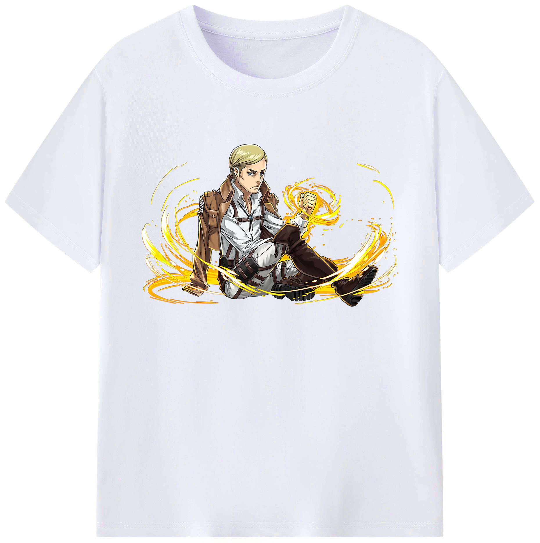 （画像用） 進撃の巨人 エルヴィン・スミス Attack on Titan Erwin Smith 綿100％ メンズ半袖Tシャツ｜肌触りやわらか＆通気性