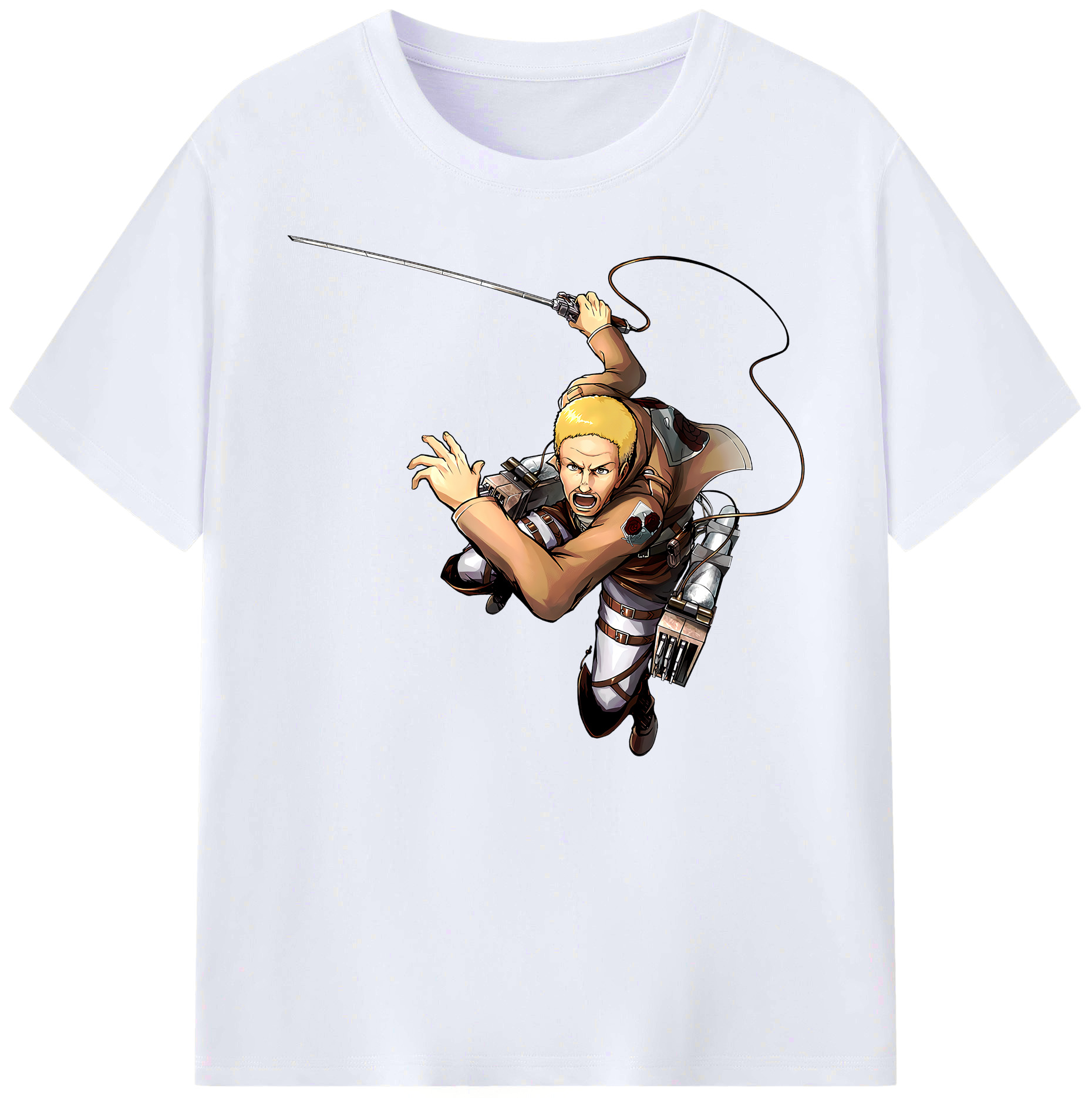 （画像用） 進撃の巨人 ハンネス Attack on Titan Hannes 綿100％ メンズ半袖Tシャツ｜肌触りやわらか＆通気性