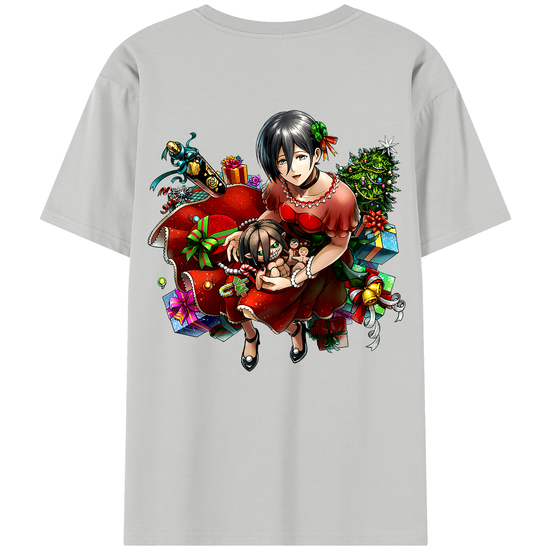 （画像用） 進撃の巨人 ミカサ·アッカーマン Attack on Titan Mikasa Ackerman レディース半袖Tシャツ(バックプリント)