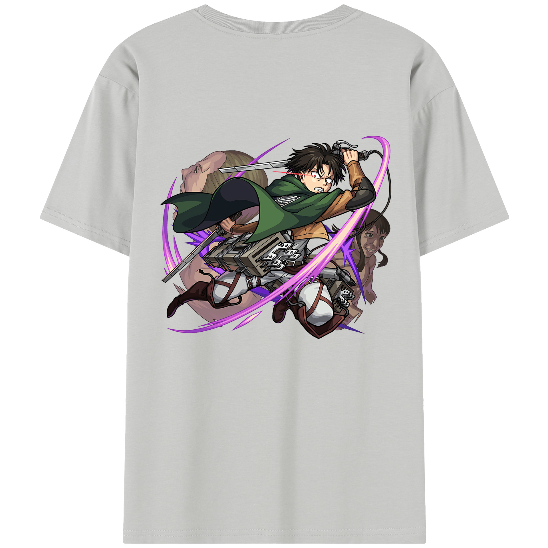 （画像用） 進撃の巨人 リヴァイ·アッカーマン Attack on Titan Levi Ackerman レディース半袖Tシャツ(バックプリント)