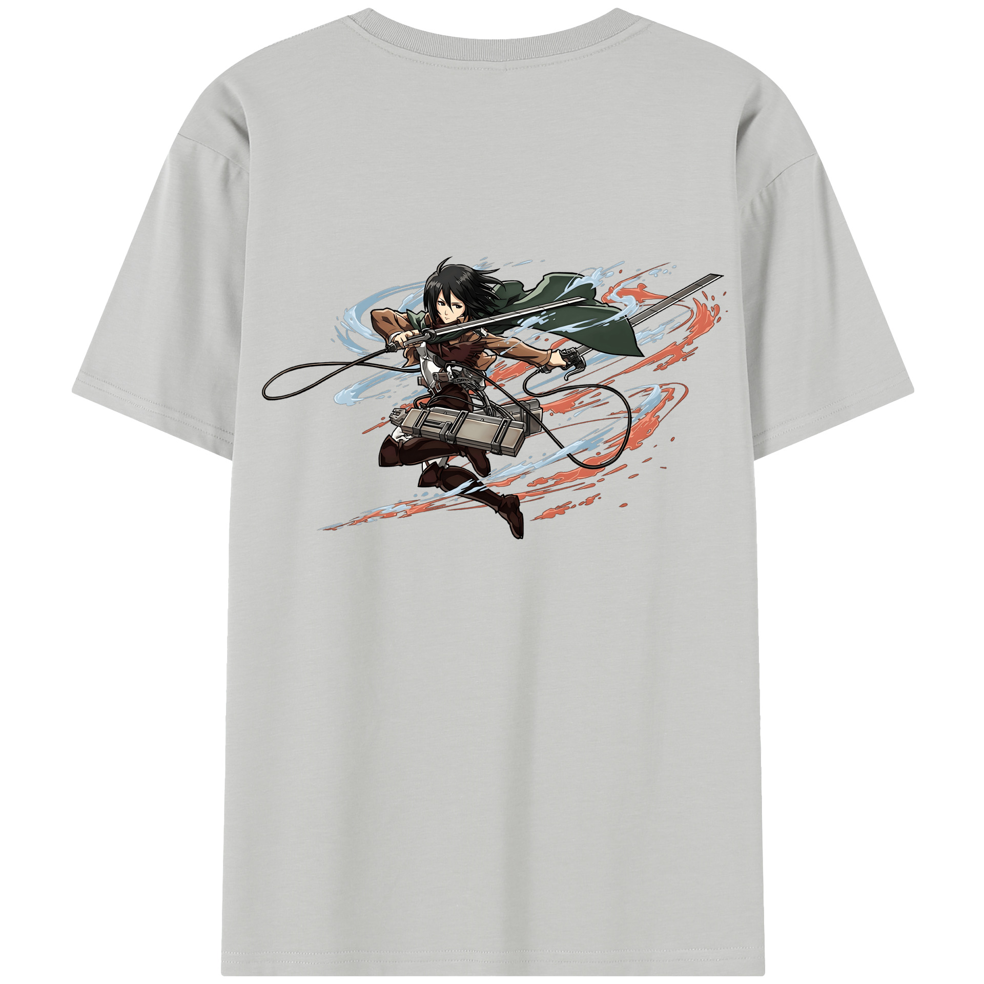 （画像用） 進撃の巨人 ミカサ·アッカーマン Attack on Titan Mikasa Ackerman レディース半袖Tシャツ(バックプリント)