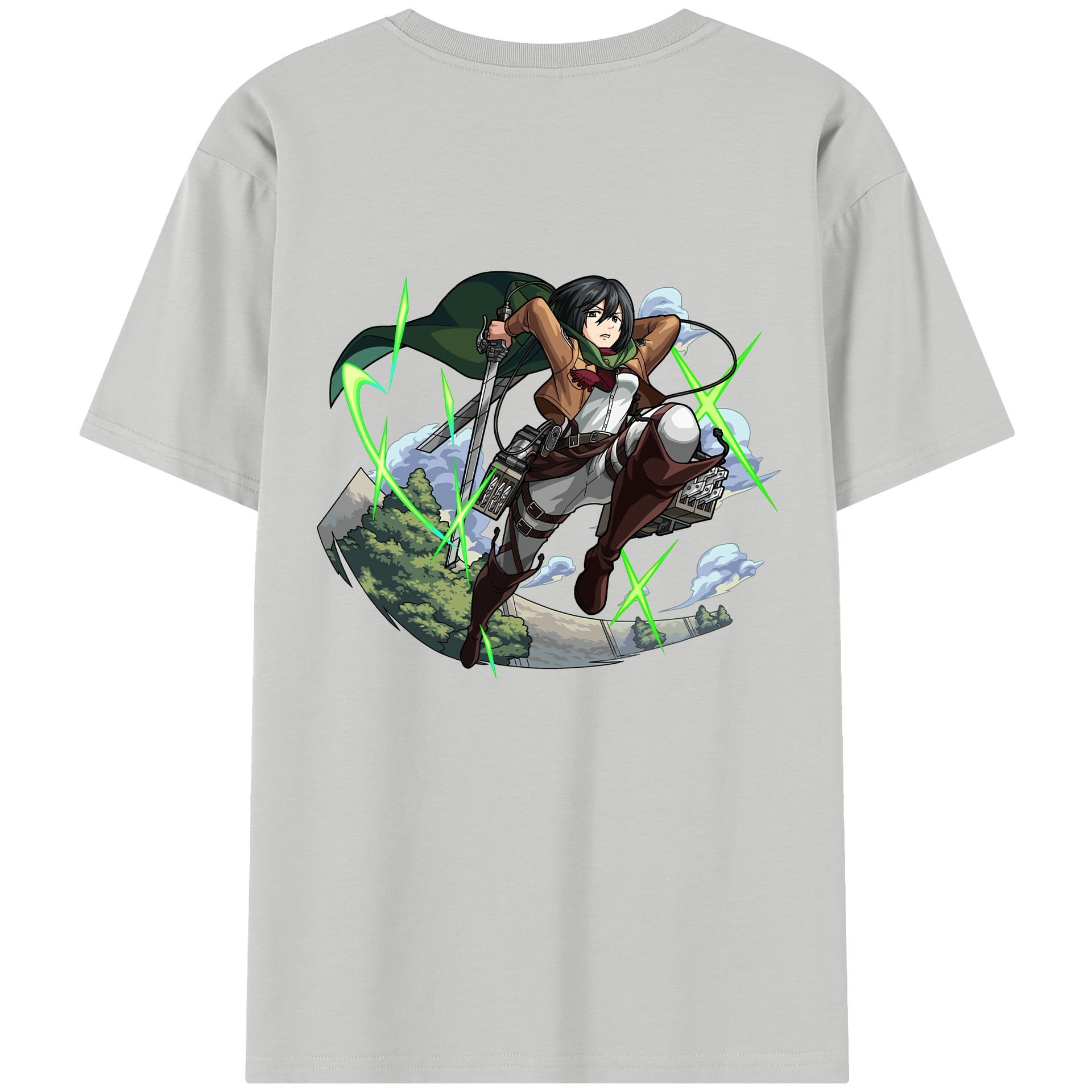 （画像用） 進撃の巨人 ミカサ·アッカーマン Attack on Titan Mikasa Ackerman レディース半袖Tシャツ(バックプリント)
