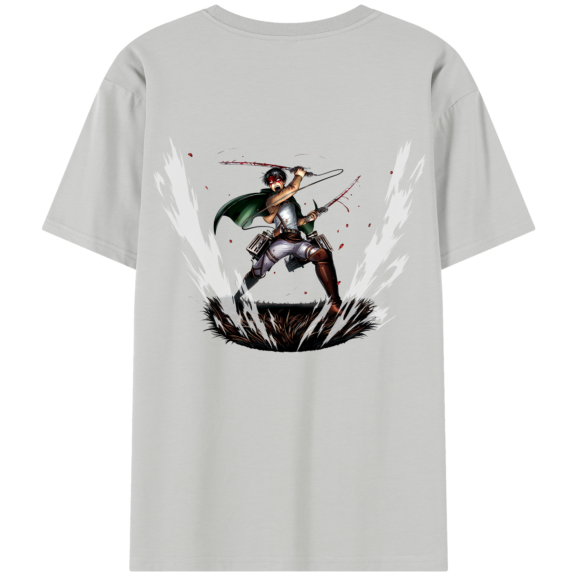 （画像用） 進撃の巨人 リヴァイ·アッカーマン Attack on Titan Levi Ackerman レディース半袖Tシャツ(バックプリント)