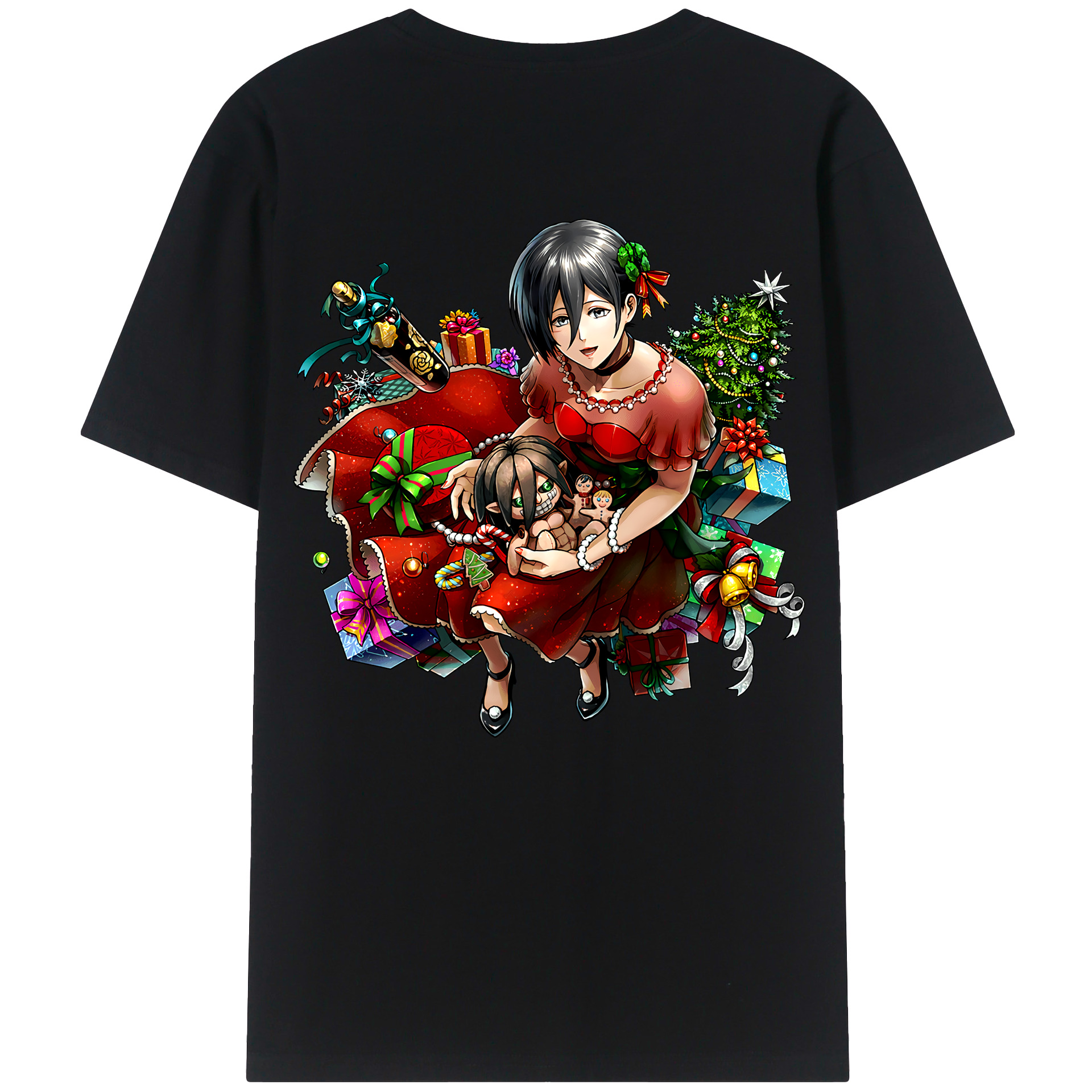 （画像用） 進撃の巨人 ミカサ·アッカーマン Attack on Titan Mikasa Ackerman レディース半袖Tシャツ(バックプリント)