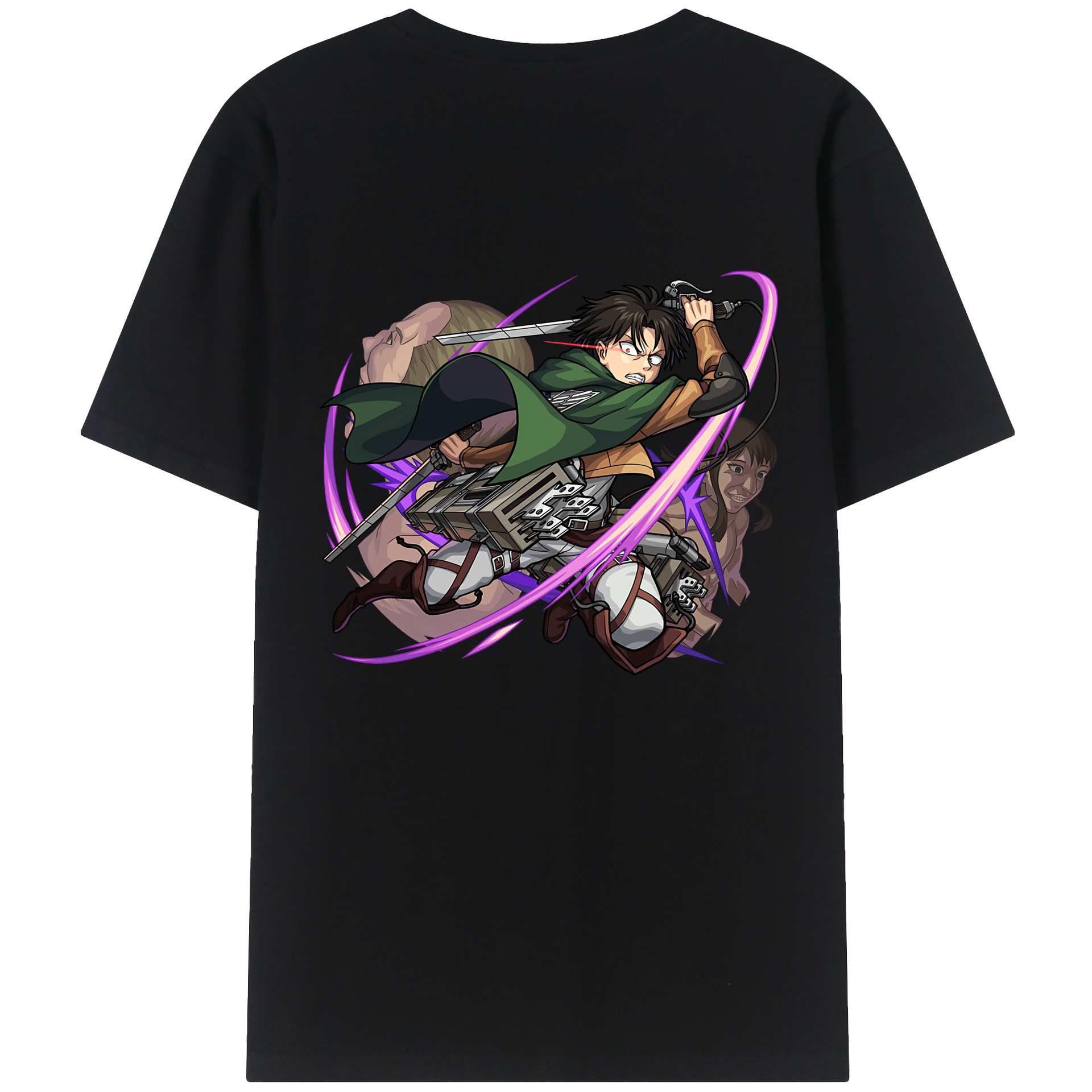 （画像用） 進撃の巨人 リヴァイ·アッカーマン Attack on Titan Levi Ackerman レディース半袖Tシャツ(バックプリント)