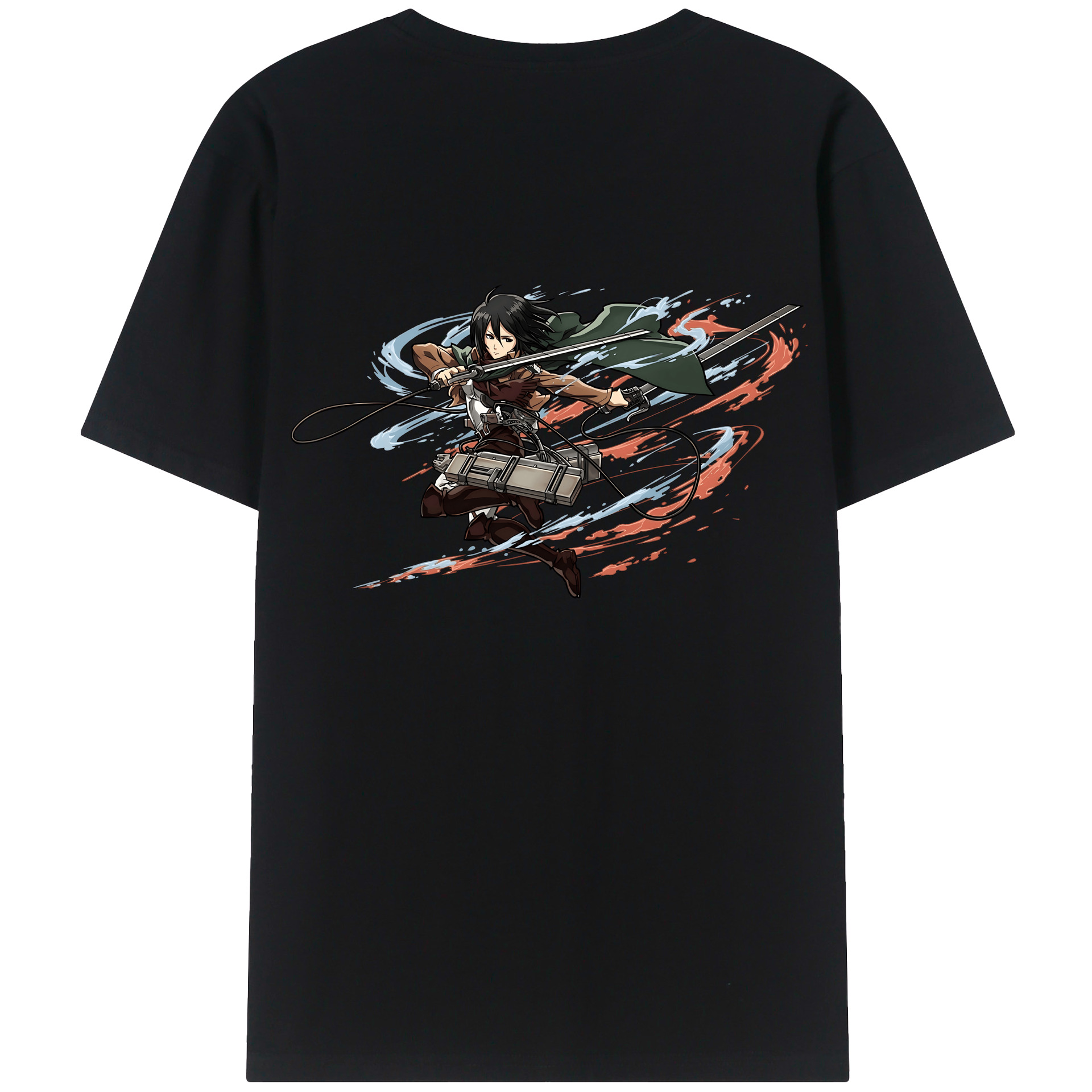 （画像用） 進撃の巨人 ミカサ·アッカーマン Attack on Titan Mikasa Ackerman レディース半袖Tシャツ(バックプリント)