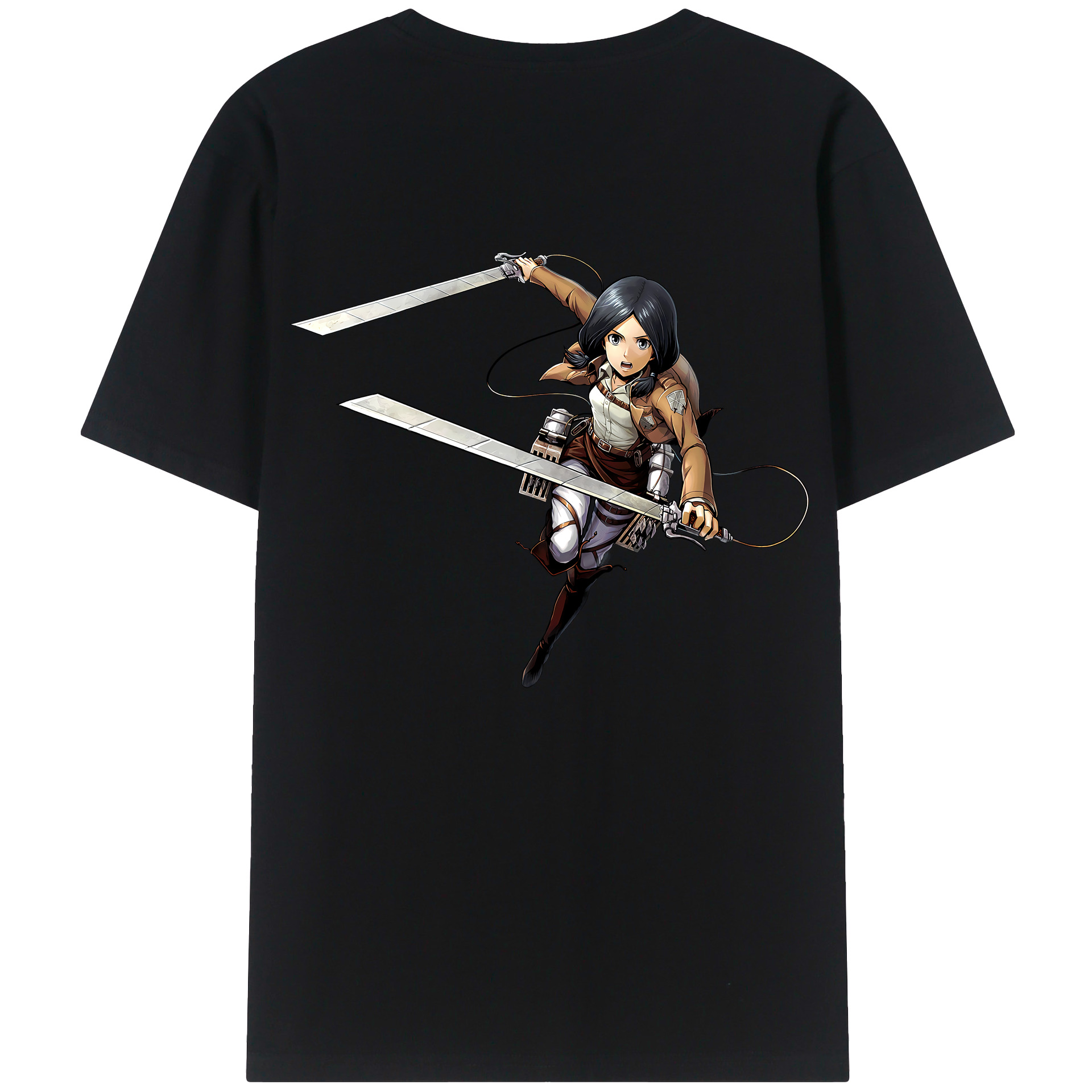 （画像用） 進撃の巨人 ミカサ·アッカーマン Attack on Titan Mikasa Ackerman レディース半袖Tシャツ(バックプリント)